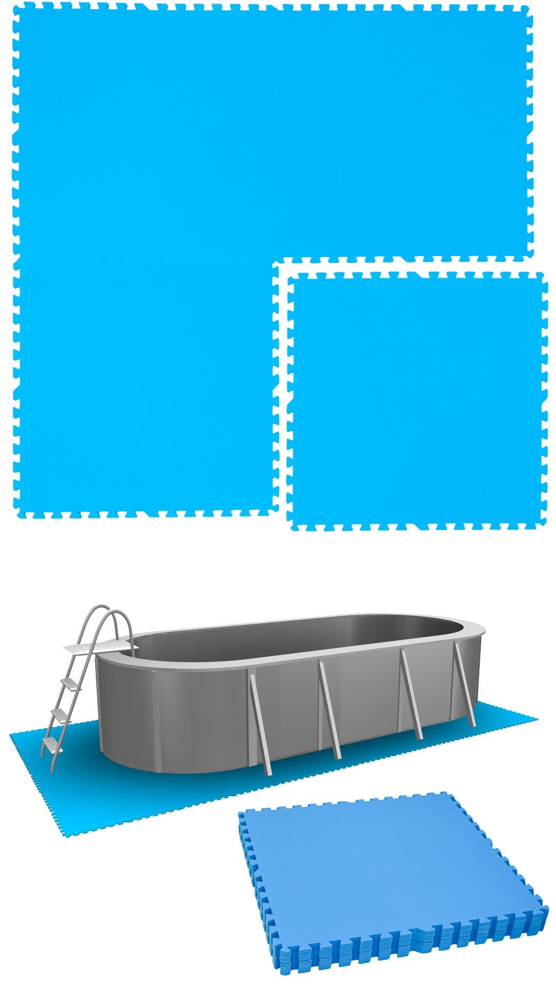 eyepower Bodenmatte 5,1 m² Poolunterlage 8 EVA Matten 81x81 Pool Set, erweiterbares Stecksystem Blau