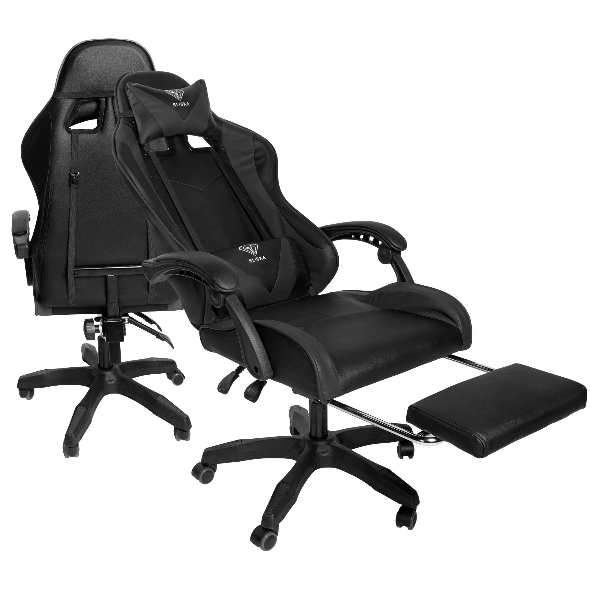 mit TRISENS Schwarz Gaming flexiblen mit Design-Armlehnen (1 Konrad Stuhl Stück), Chefsessel Fußstütze Chair Gaming