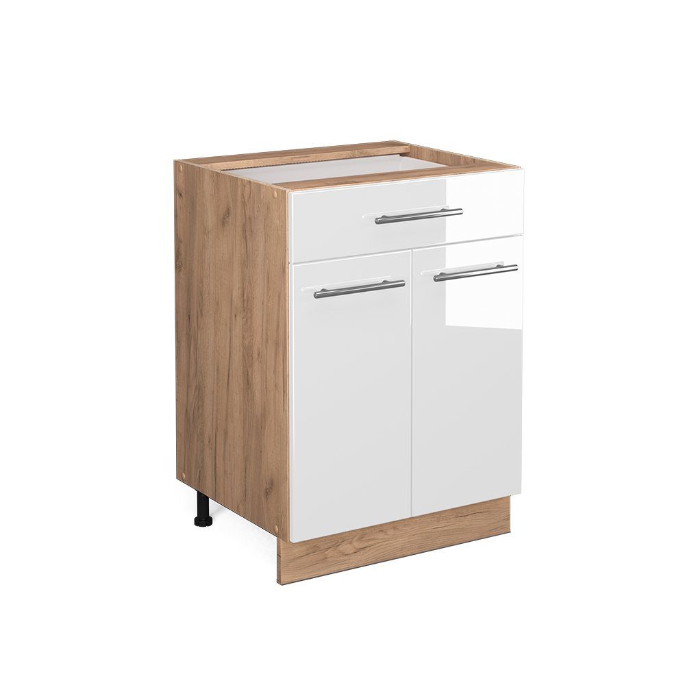 Vicco Unterschrank Fame-Line, Weiß Hochglanz/Eiche 60cm günstig online kaufen