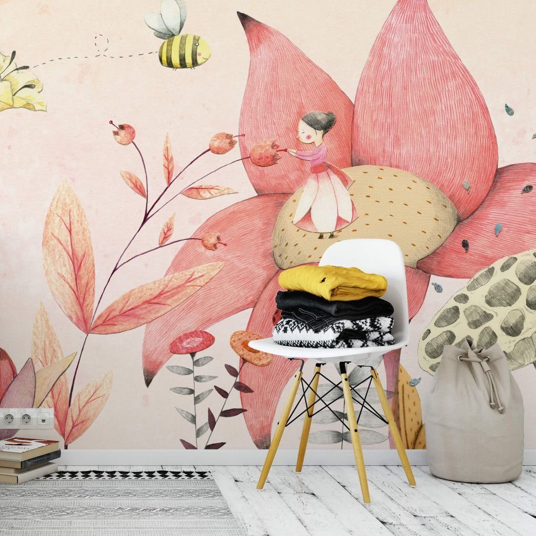 K&L Wall Art Fototapete Große Fototapete Baby Kinderzimmer Märchen XXL Tapete Däumelinchen, Wohnzimmer Wandbild modern