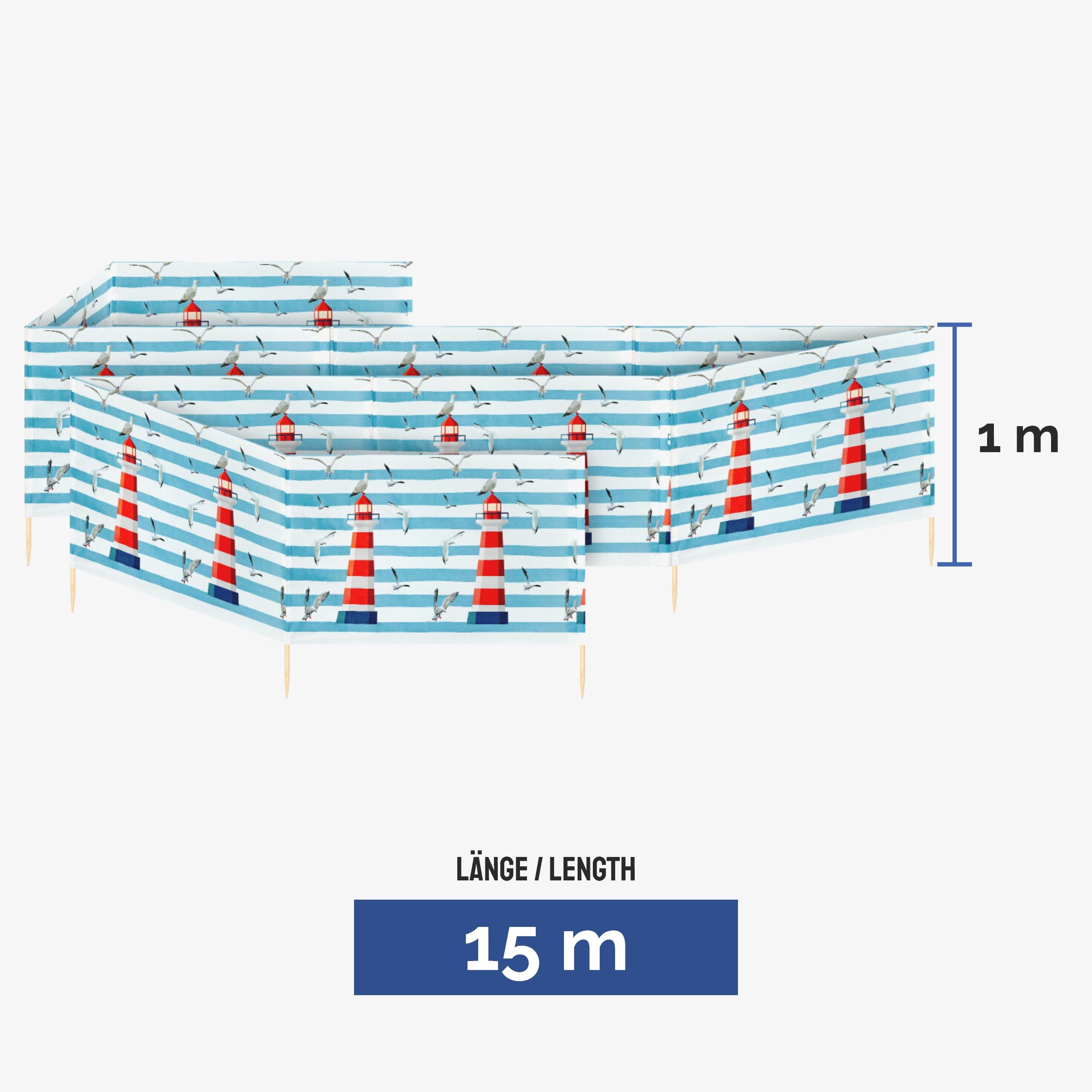 Ladeheid Windschutz Strand Sichtschutz 15m LAEX001 günstig online kaufen