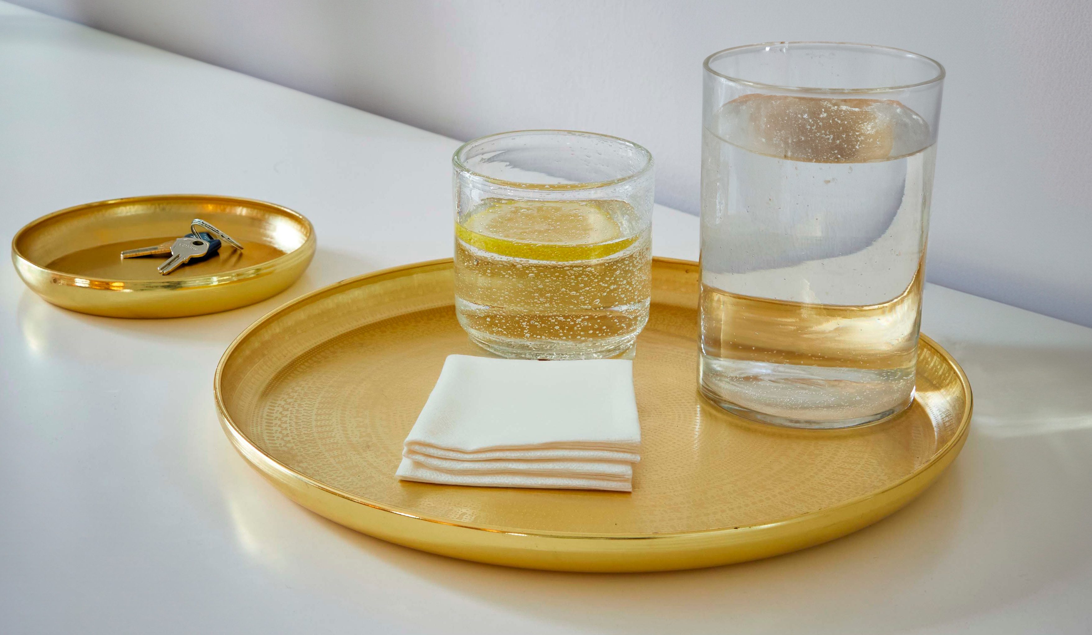 Northpoint Servierplatte 2er-Set Serviertablett Gold Schlüsselablage Runde Teller