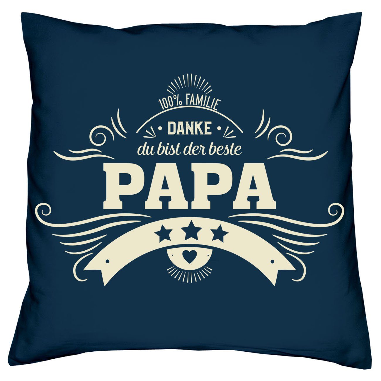 Soreso® Dekokissen Kissen Danke Papa & Urkunde für den Weltbesten Papa, Geschenkidee Weihnachtsgeschenk navy-blau