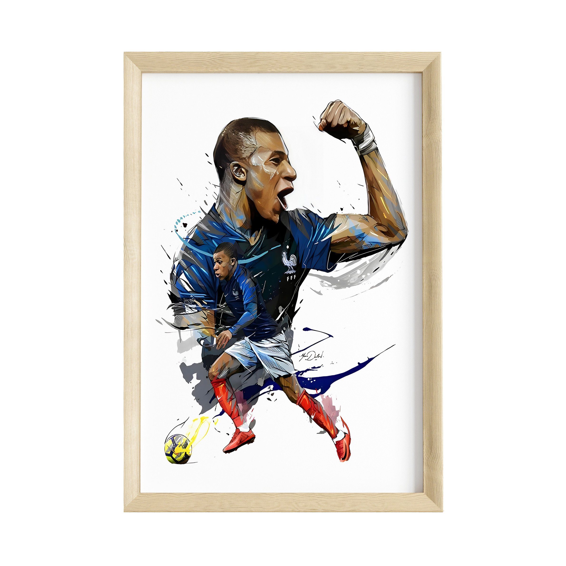 JUSTGOODMOOD Poster Premium ® Mbappe Fußball Jubel Poster · Wasserfarben · günstig online kaufen