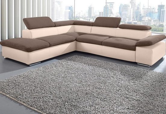 Ecksofa VALANTINE. mit Ottomane Braun / Creme - Einrichtungsbeispiel