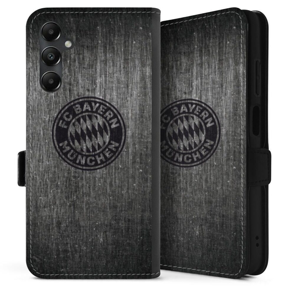 DeinDesign Handyhülle Metallic Look FCB FC Bayern München Metalllook FCB Logo einfarbig, Samsung Galaxy A05s Hülle Handy Flip Case Wallet Cover