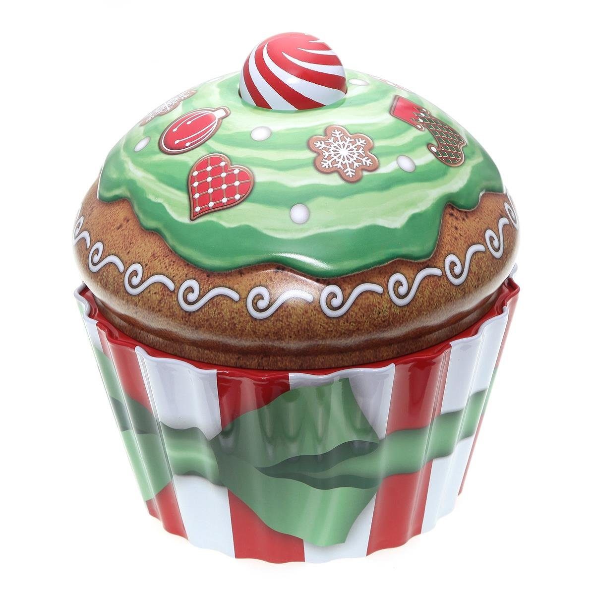 POWERHAUS24 Keksdose Cup Cake Blechdose Merry Christmas, Hochwertiges Blech, (Kein Set)