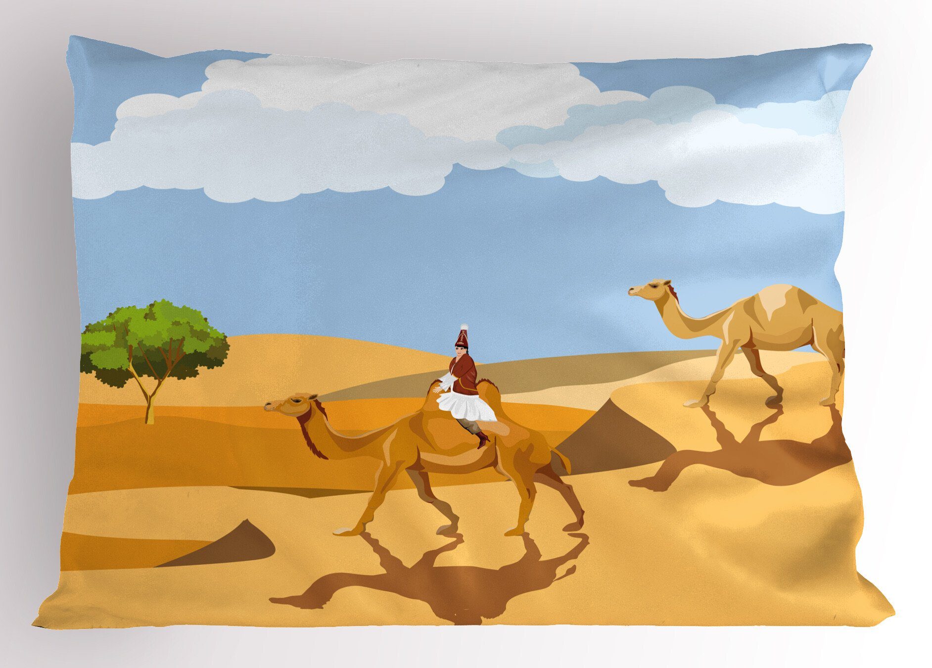 Kamel auf Kopfkissenbezug, Dekorativer Standard einem Abakuhaus Oase Frauen-Reiten Gedruckter Stück), Size Kissenbezüge (1