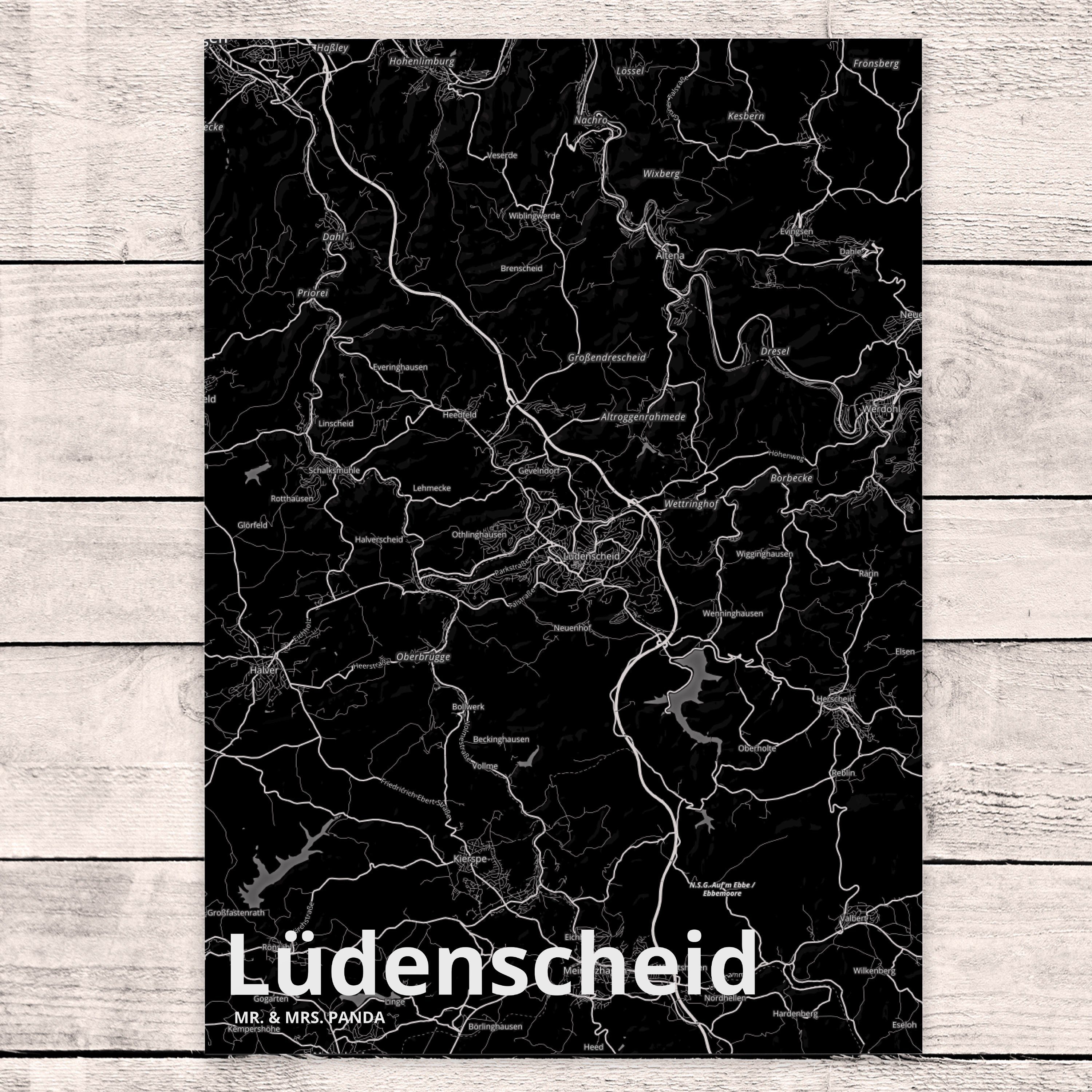Lüdenscheid Mrs. Postkarte Karte, Karte Stadtpl Dorf Stadt Landkarte Map Panda - Geschenk, & Mr.