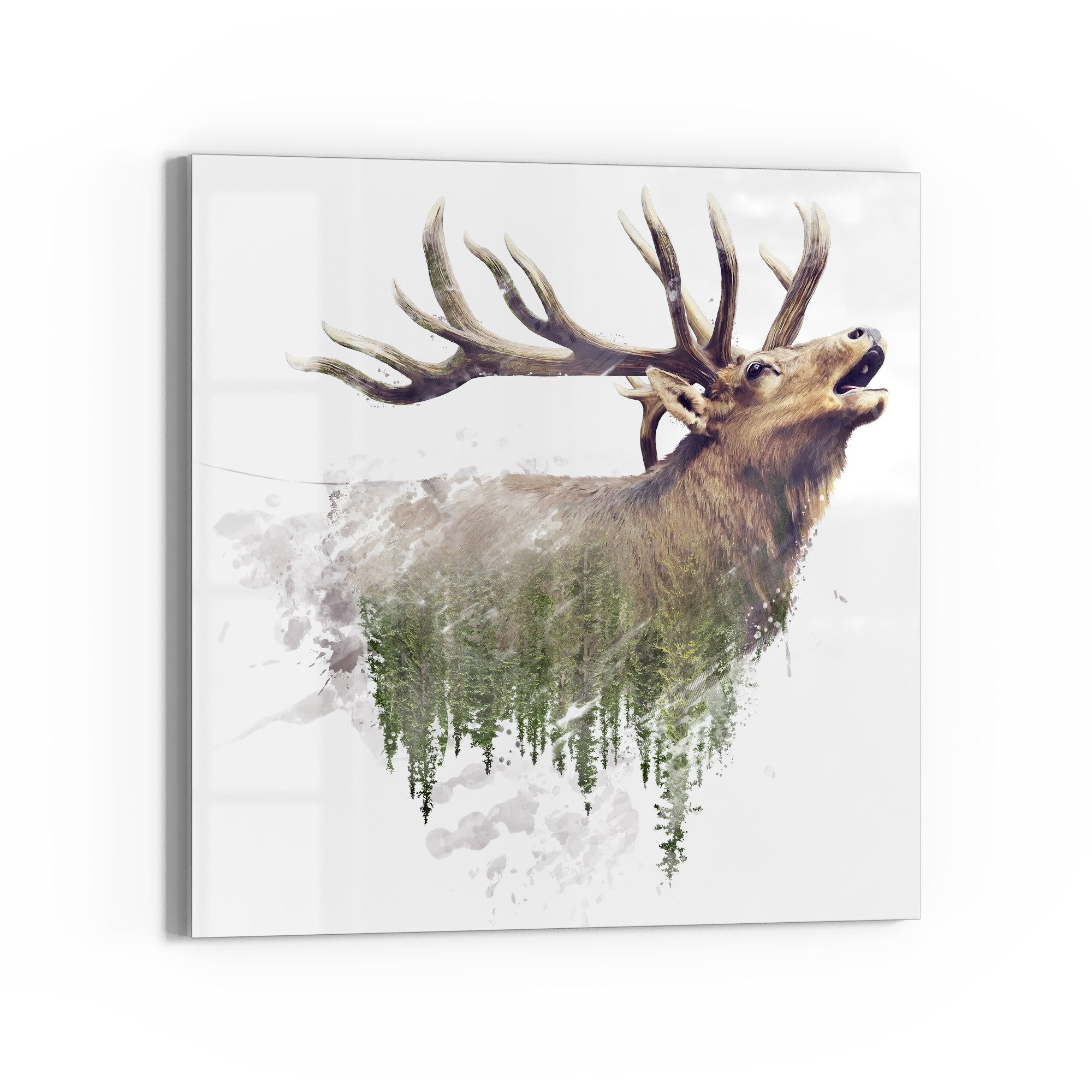 DEQORI Magnettafel 'Hirsch röhrt im Wald', Whiteboard Pinnwand beschreibbar. Reduzierter Preis € 37,90. Unverbindliche Preisempfehlung € 44,00