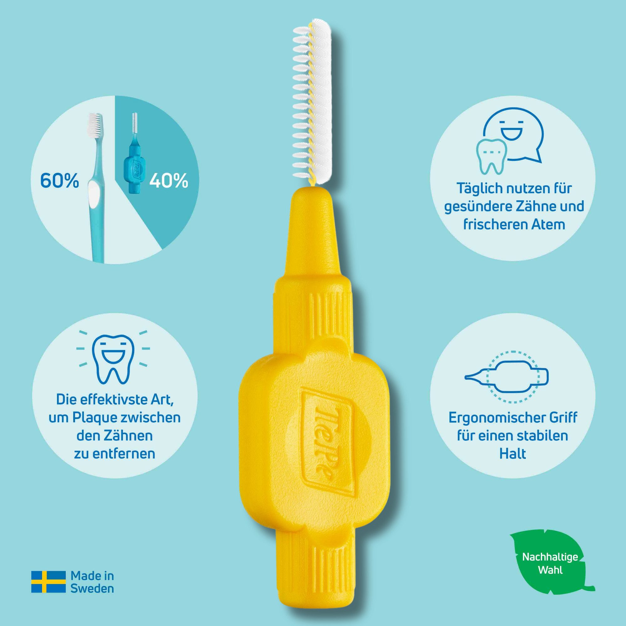 TePe Interdentalbürsten Original Zahnreinigungsstäbchen aus Schweden, Effiziente Zahnpflege, ISO-Größe 4, 20 Stk.