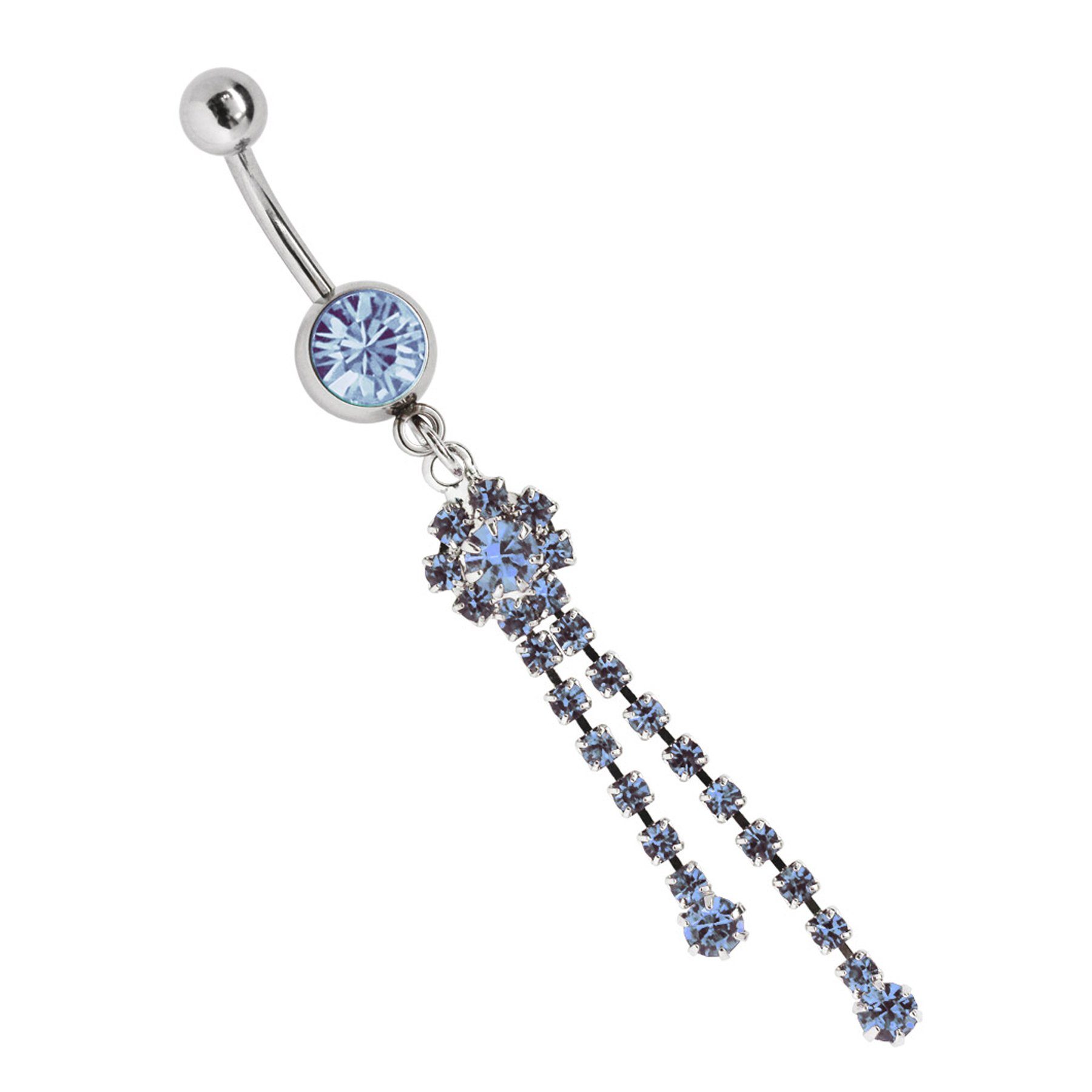 Adelia´s Bauchnabelpiercing Piercing Bauchnabelpiercing, Zirkoniakugel mit Ketten Blumen Stein Anhänger