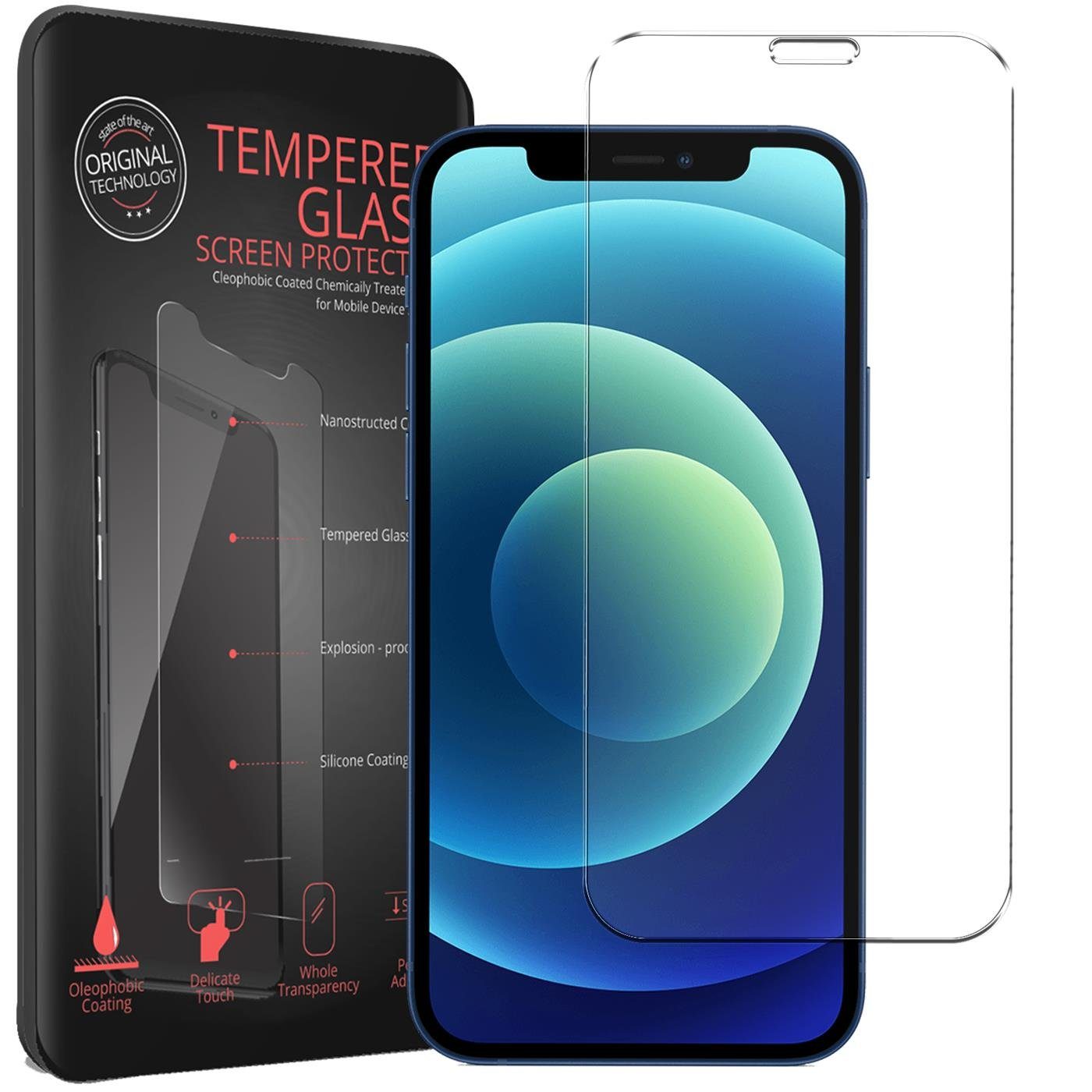 CoolGadget Schutzfolie Panzerfolie für Apple iPhone 12 / 12 Pro, (9H Härtegrad, 2x Schutzglas, 1xReinigungset), Displayfolie Panzer Schutzfolie 2 Stück für iPhone 12 12 Pro Glasfolie