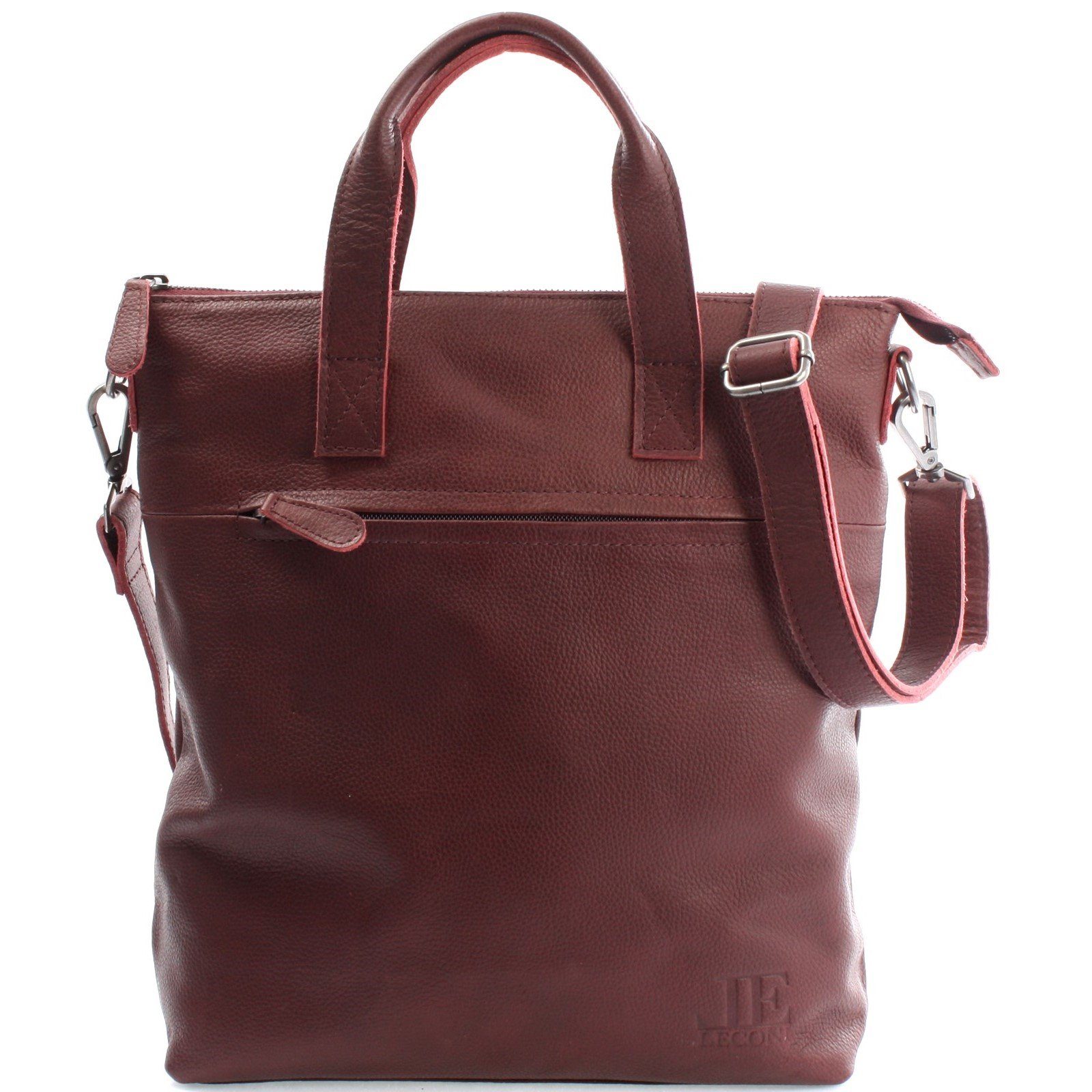 LECONI Umhängetasche Damentasche DIN A4 Henkeltasche Shopper Echtleder LE0068, Echtes Leder – mehrere Reißverschlussfächer – 31×33×10 cm