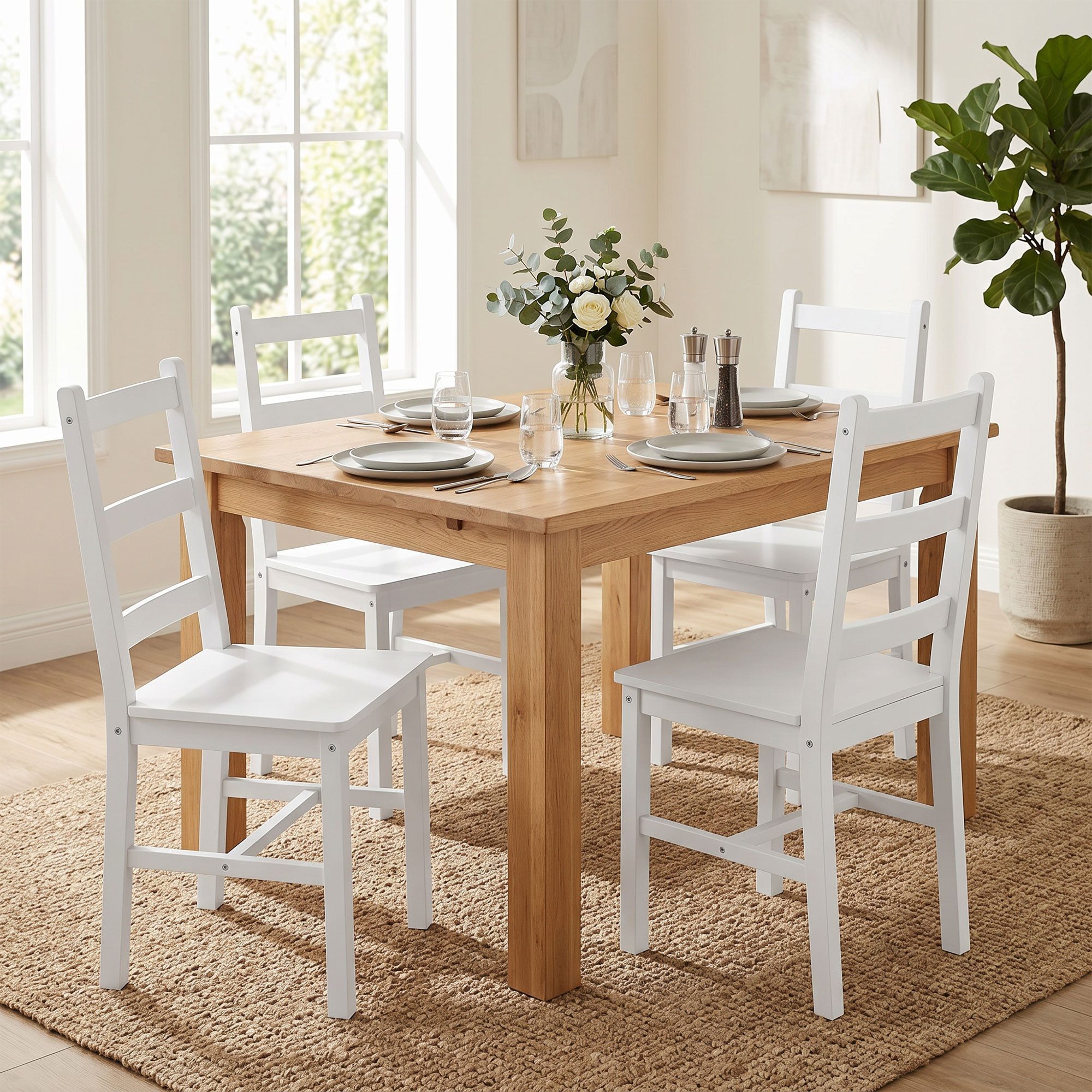 HOMCOM Esszimmerstuhl Esszimmerstühle (4er Set Esszimmerstühle, 4 St), Wohnzimmerstuhl für Esstisch, Weiß