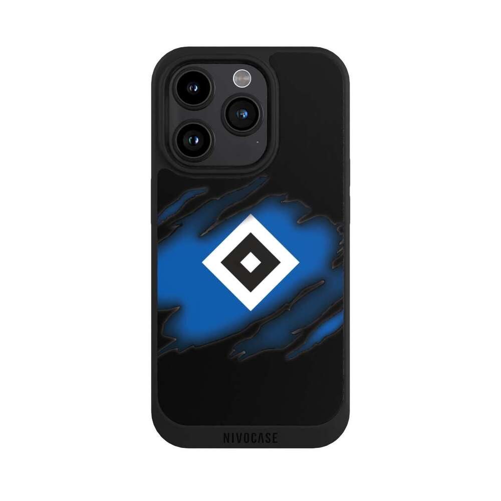 NIVOCASE Handyhülle Hamburger SV HSV Offizielles Lizenzprodukt HSV Scratch, Apple iPhone 15 Pro Handyhülle Hülle NIVOpure Case Schwarz