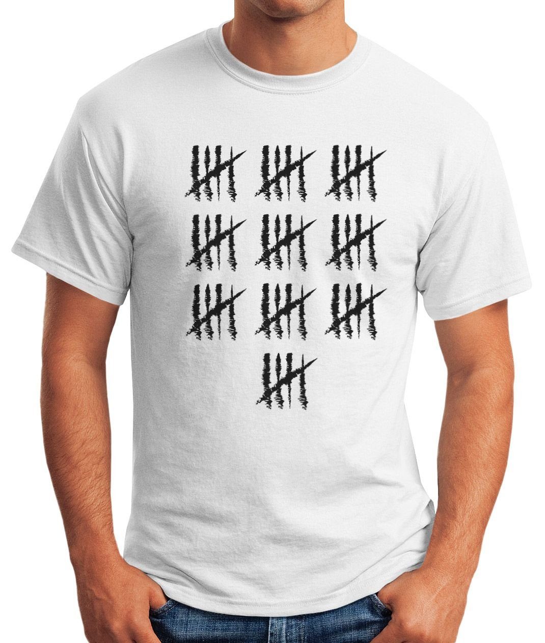 MoonWorks Print-Shirt Herren T-Shirt [object Moonworks® Object] weiß 50 Fun-Shirt mit Geschenk Alter Strichliste Print Jahrgang Geburtstag Jubiläum Striche