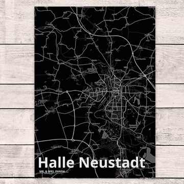 Mr. & Mrs. Panda Postkarte Halle Neustadt - Geschenk, Ort, Einladung, Stadt Dorf Karte Landkarte