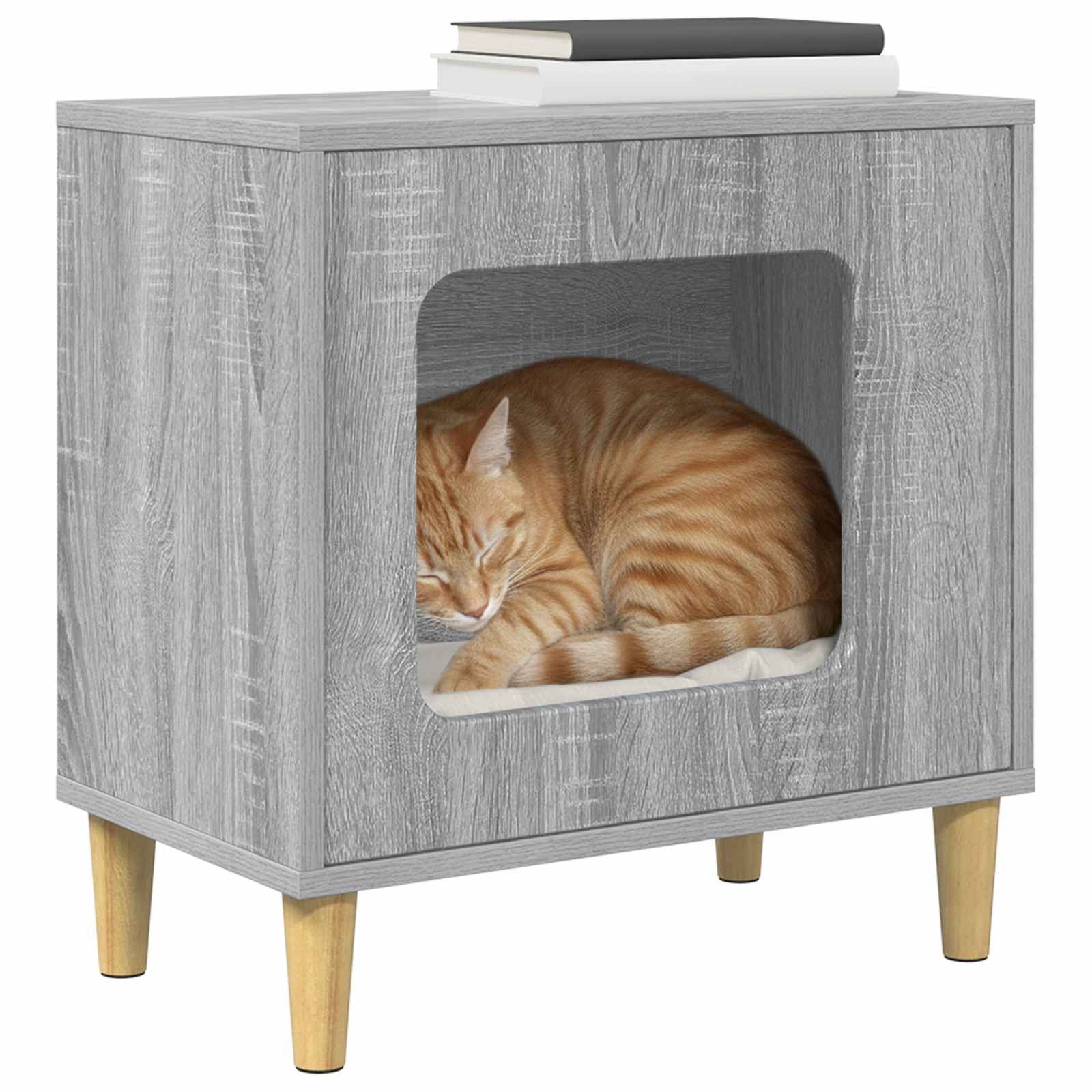 vidaXL Katzenhaus, Katzenhaus Graues Sonoma 51 x 30 x 52 cm Holzwerkstoff