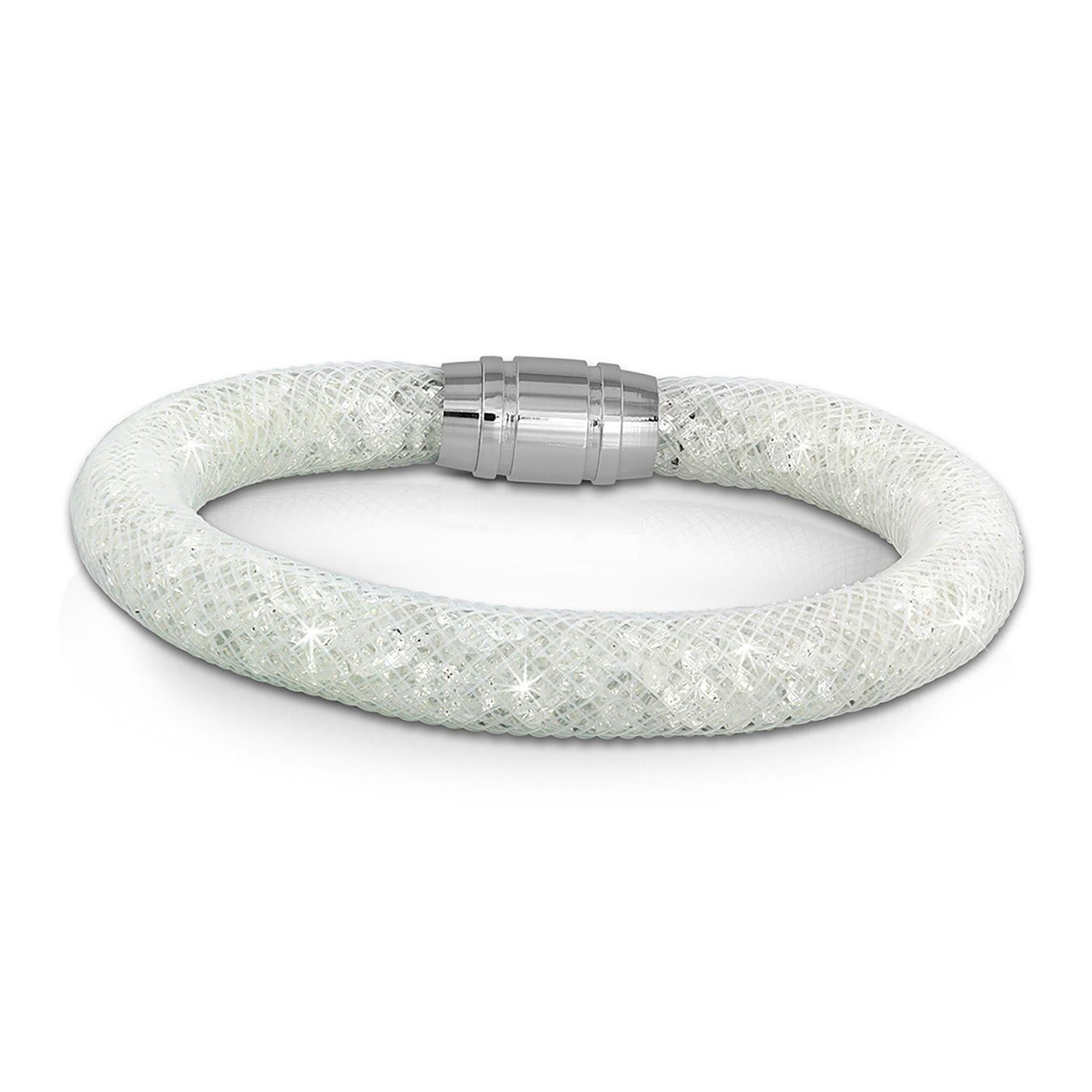 Kristalle weiß (Armband), Damenarmband weiße Arm-Schmuck Edelstahl-Verschluss, mit weiß, SilberDream Armband Farbe: SilberDream Edelstahlarmband