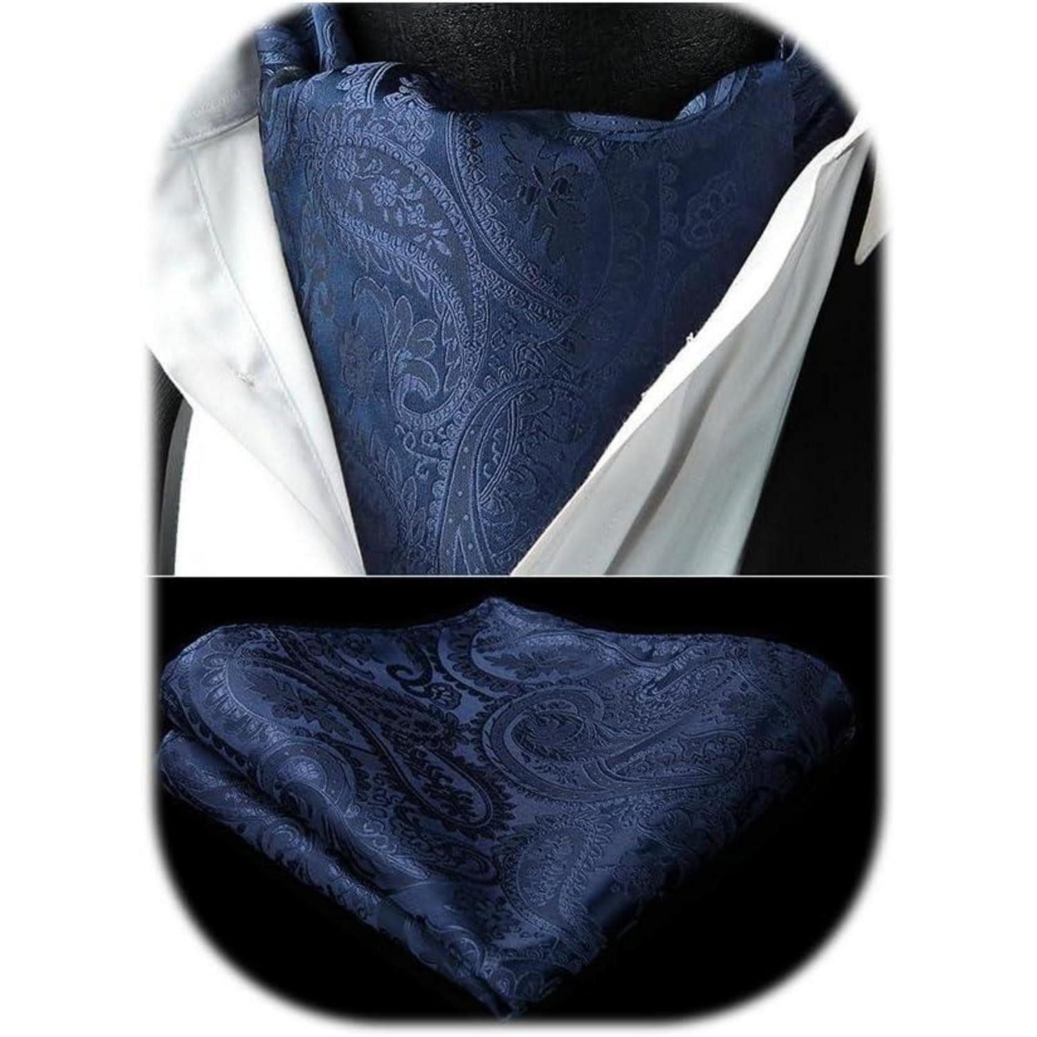 LuxusKollektion Krawatte Krawattenschal Herren Paisley Ascot Krawatte Navy blau Einheitsgröße (1-St)