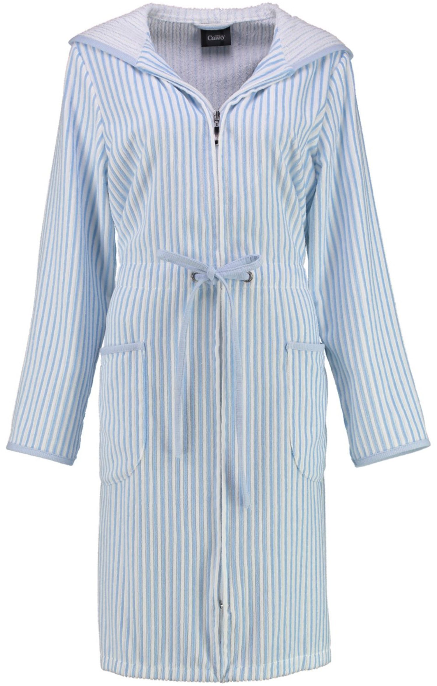 Cawö - Damen Bademantel kurz Kapuze TG RV 6416 - Farbe: mittelblau - 11 - L günstig online kaufen