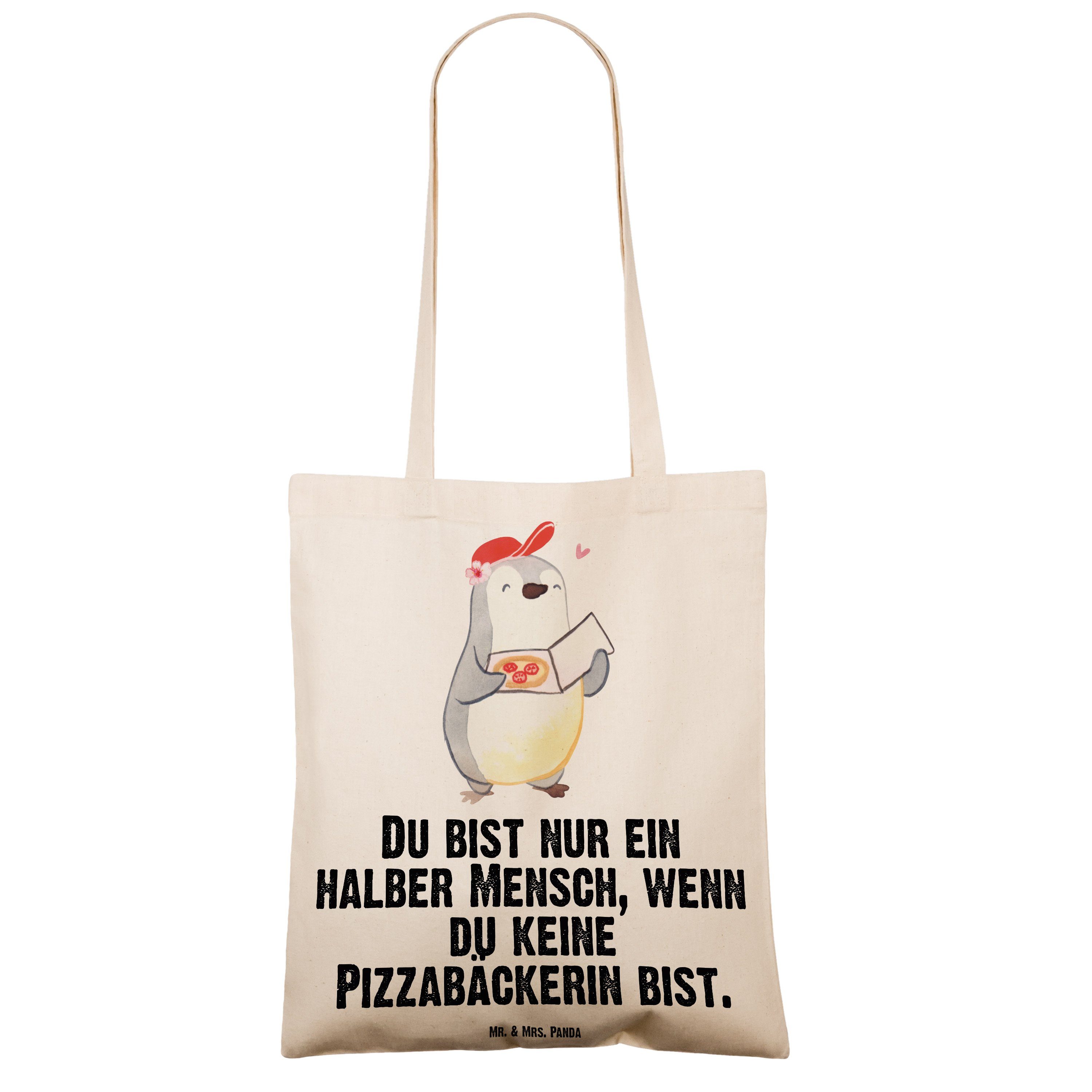 Pizzabäckerin Herz Transparent Tragetasche Panda mit Mrs. - Geschenk, - (1-tlg) & Danke, Pizzabringdie Mr.