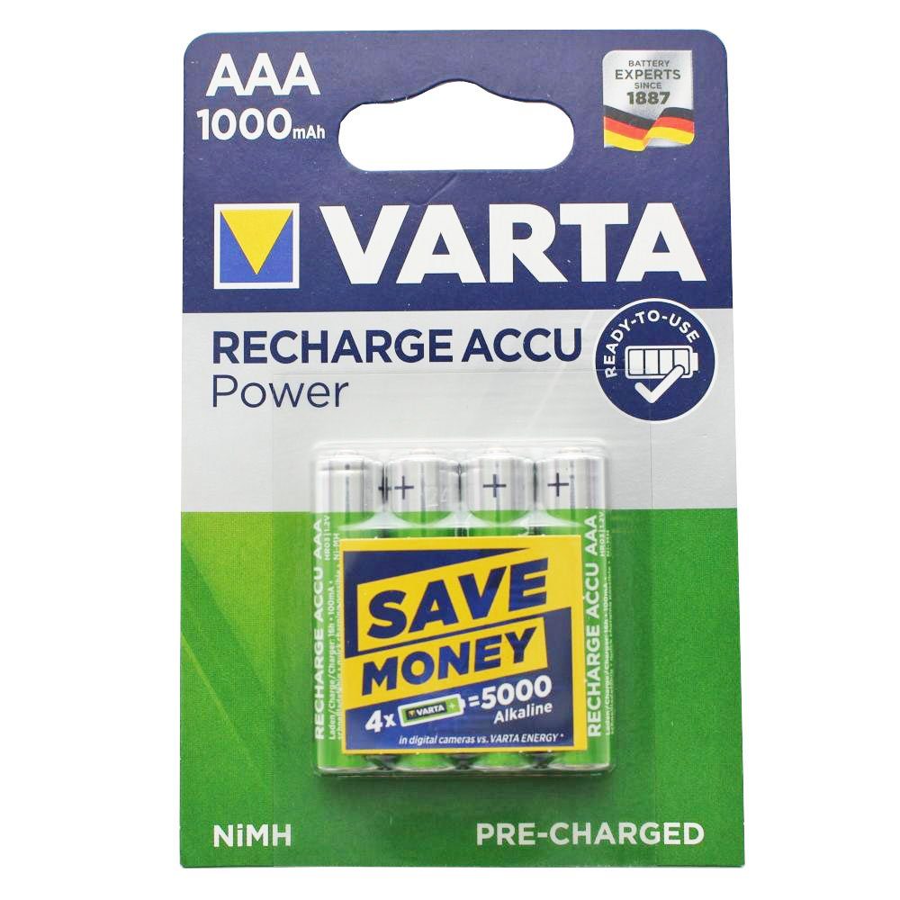 VARTA Varta Power Accu (1,2 Pack 1000 Micro 4er V) mAh mAh Akku NiMH 1000 AAA Akku