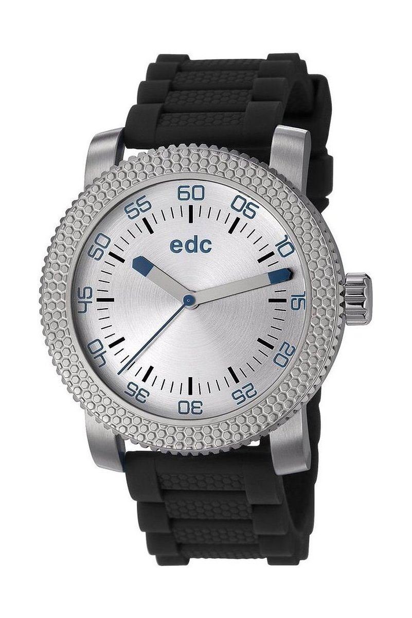 edc by Esprit Quarzuhr Heavy Rocker Midnight Black EE101081001, aus Edelstahl, Silikonband, Silber, Schwarz, Dornschließe