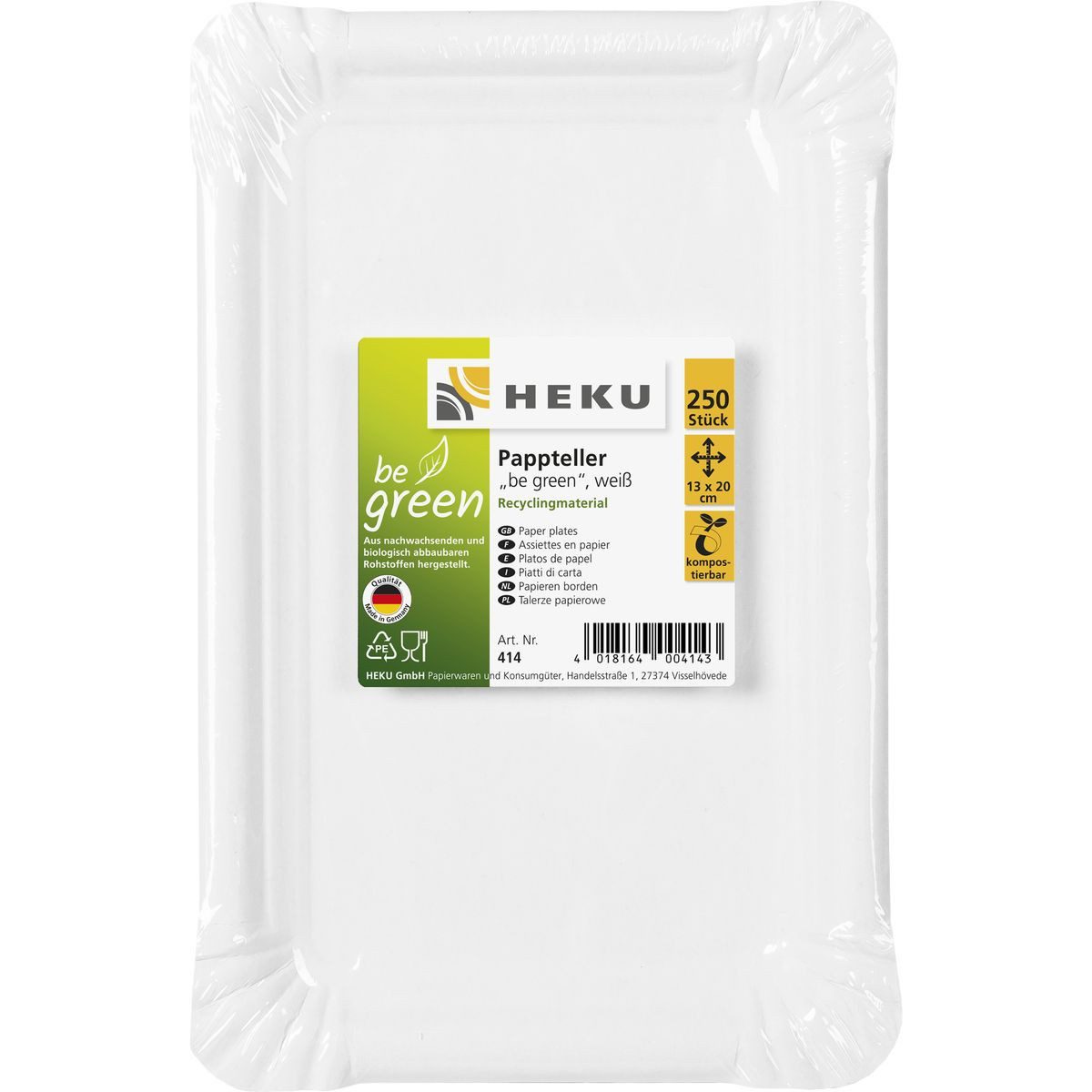 HEKU Pappteller 285g/m² weiß 13x20cm 250 Stück