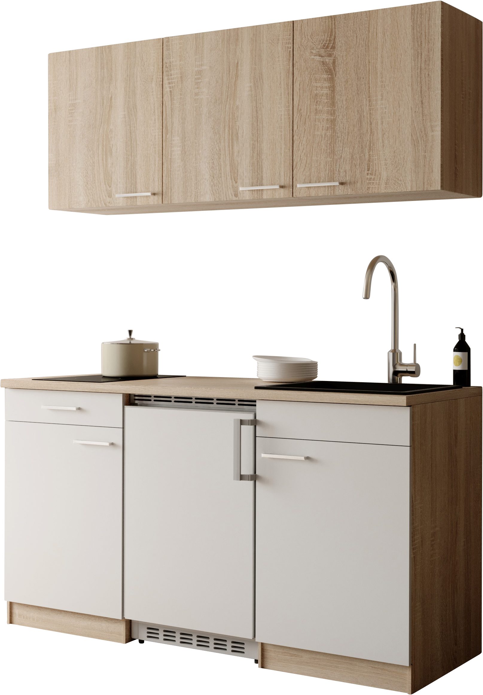 RESPEKTA Pantryküche Ingrid, zerlegt, wahlweise mit Mikrowelle, Soft Close Funktion, Breite 150 cm