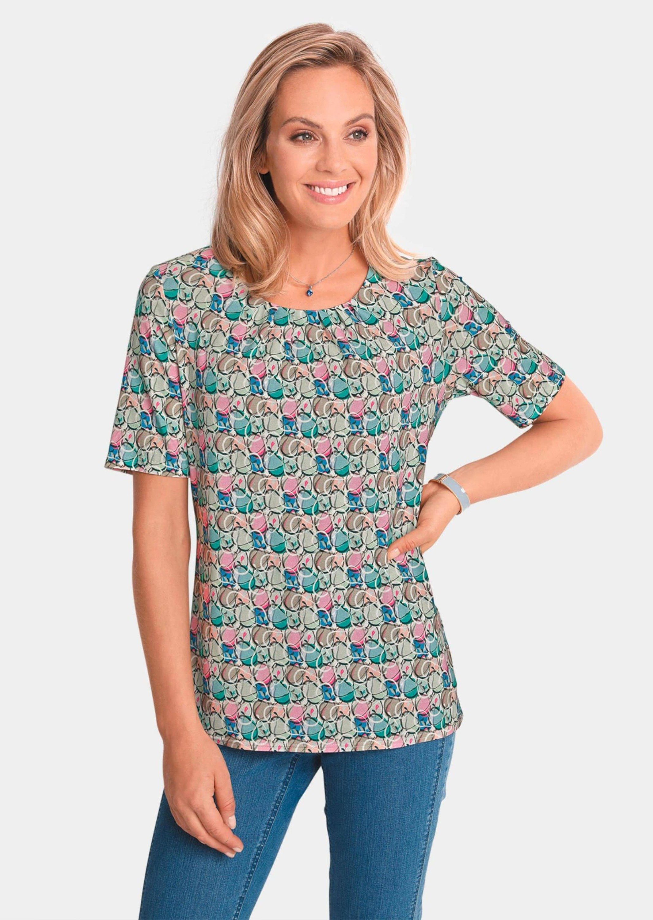 GOLDNER Print-Shirt Multicolor-Shirt mit Halbarm, Rundhalsausschnitt Elegan günstig online kaufen