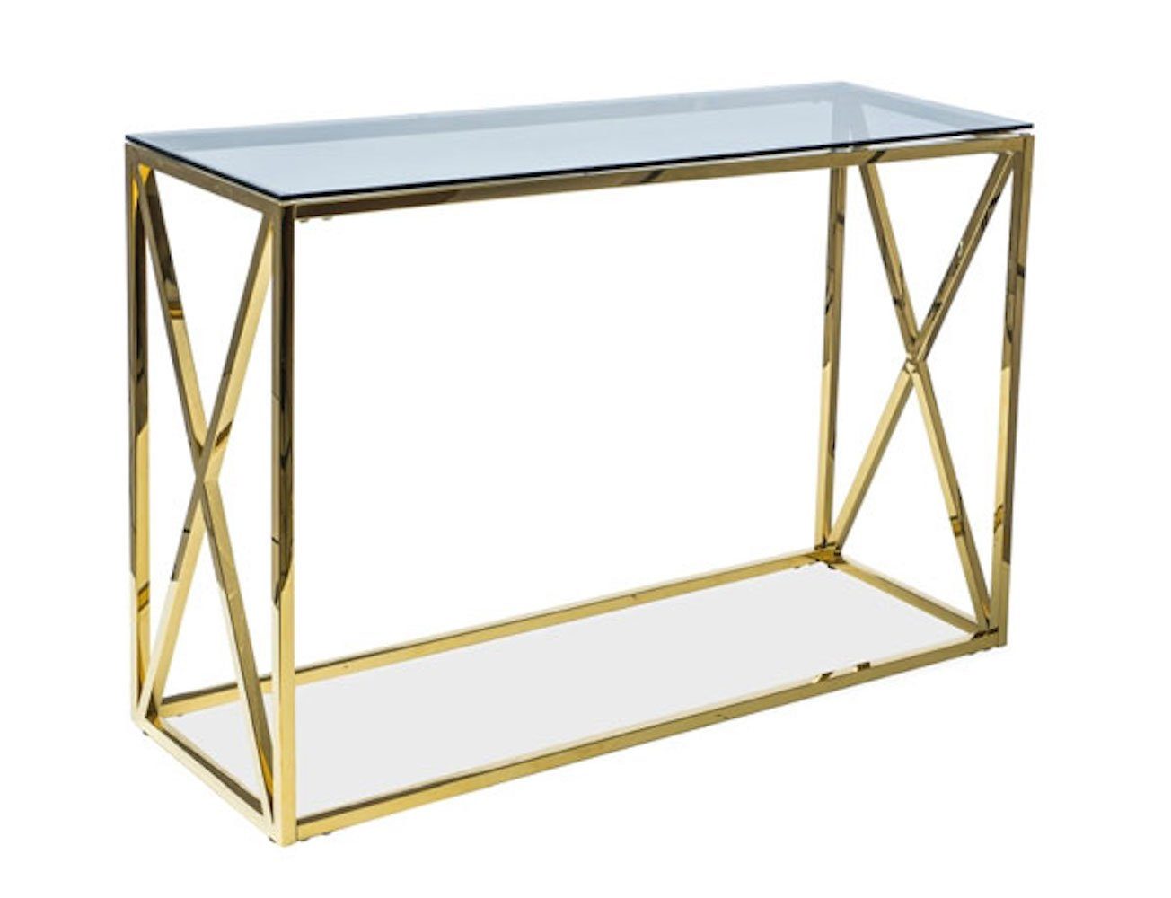 120x40x78cm Konsolentisch Elise C, Gold Rauchglas Feldmann-Wohnen