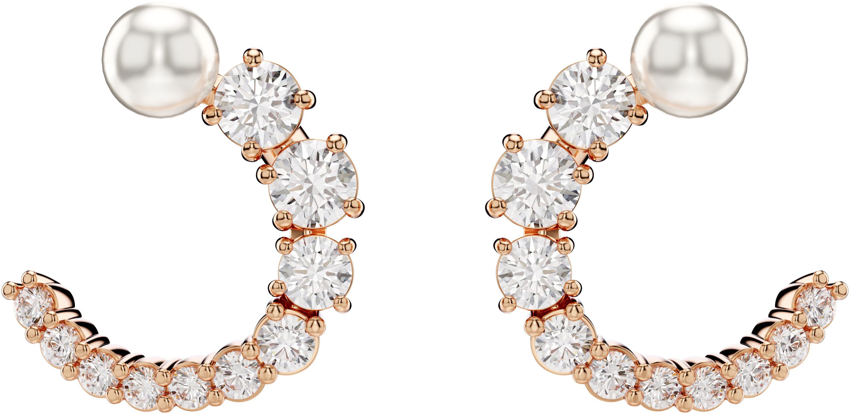 Swarovski Paar Creolen Schmuck Geschenk Matrix Ohrringe, mit Swarovski® Zirkonia (synth) - mit Swarovski® Perle