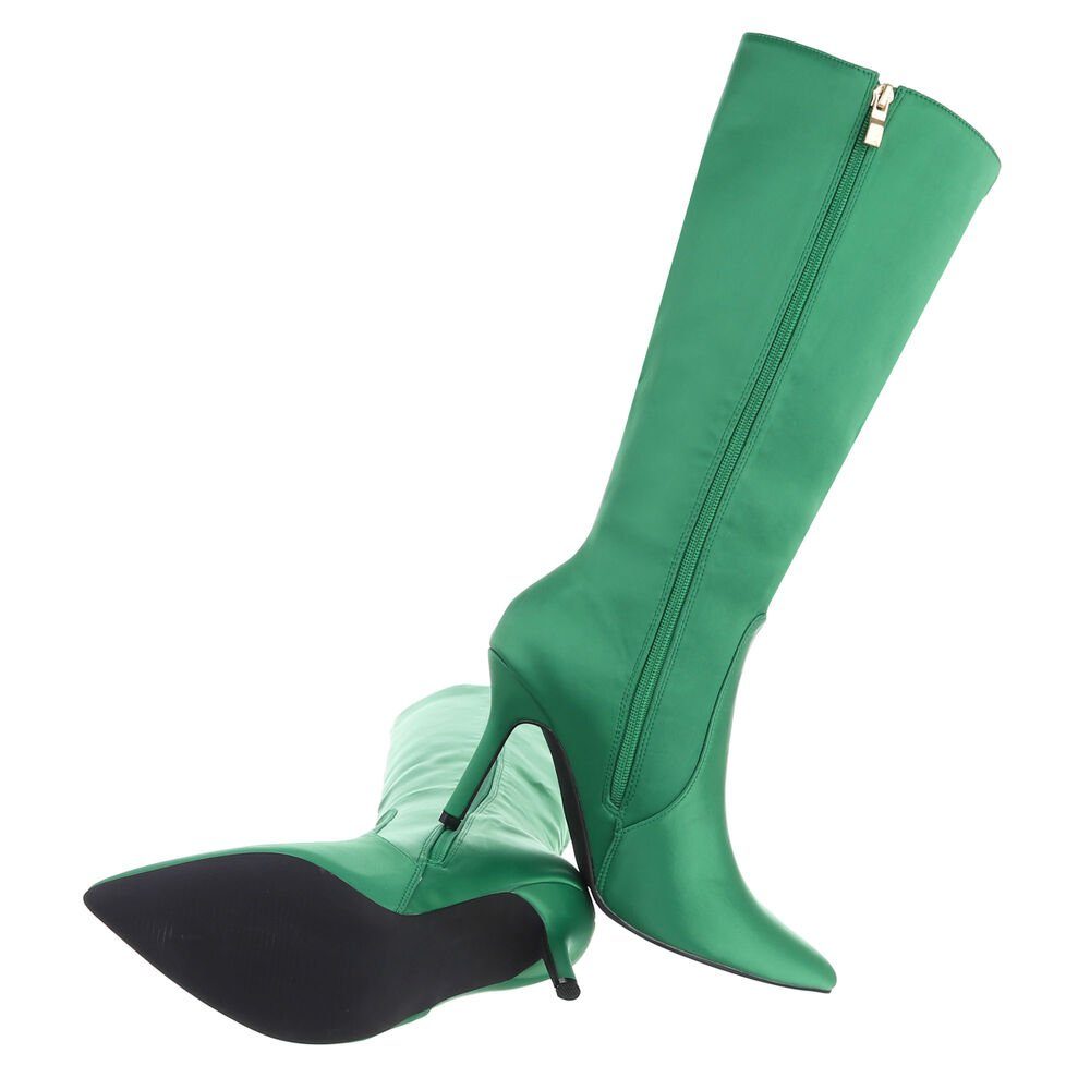 High-Heel-Stiefel Clubwear Grün Party High-Heel Ital-Design Stiefel in Pfennig-/Stilettoabsatz & Damen