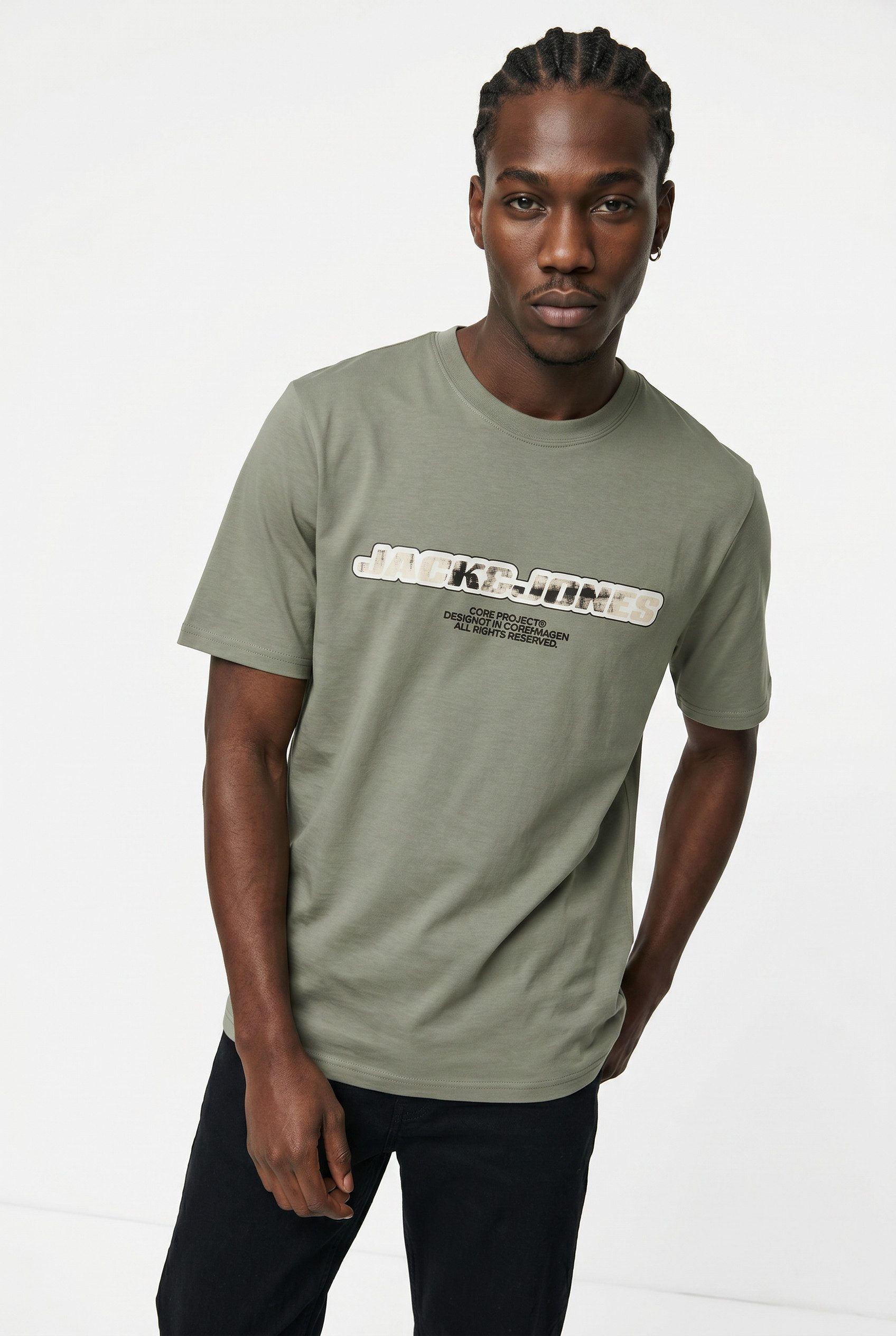 Jack & Jones T-Shirt JCOLIDO AOP FRONT PRINT TEE SS CREW NECK mit Frontprint