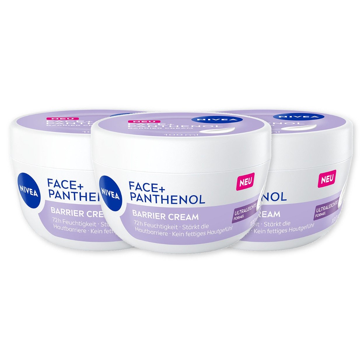 Nivea Tagescreme FACE+ Panthenol Barrier Cream 3x100 ml Set, 3-tlg., Stärkt die Hautbarriere