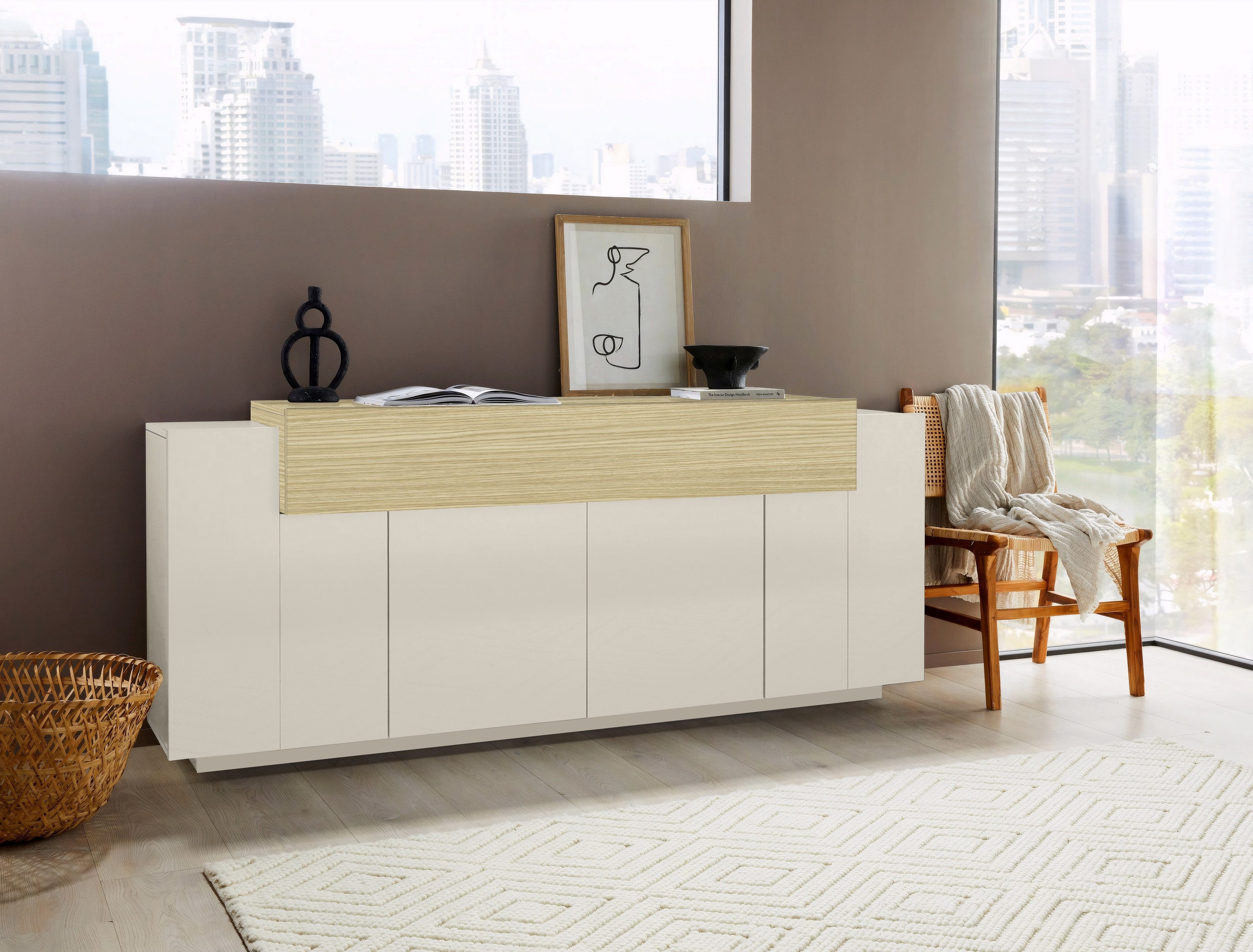 Home affaire Sideboard Coro, Kommode, Schrank, Kredenz, grifflos mit Einleg günstig online kaufen