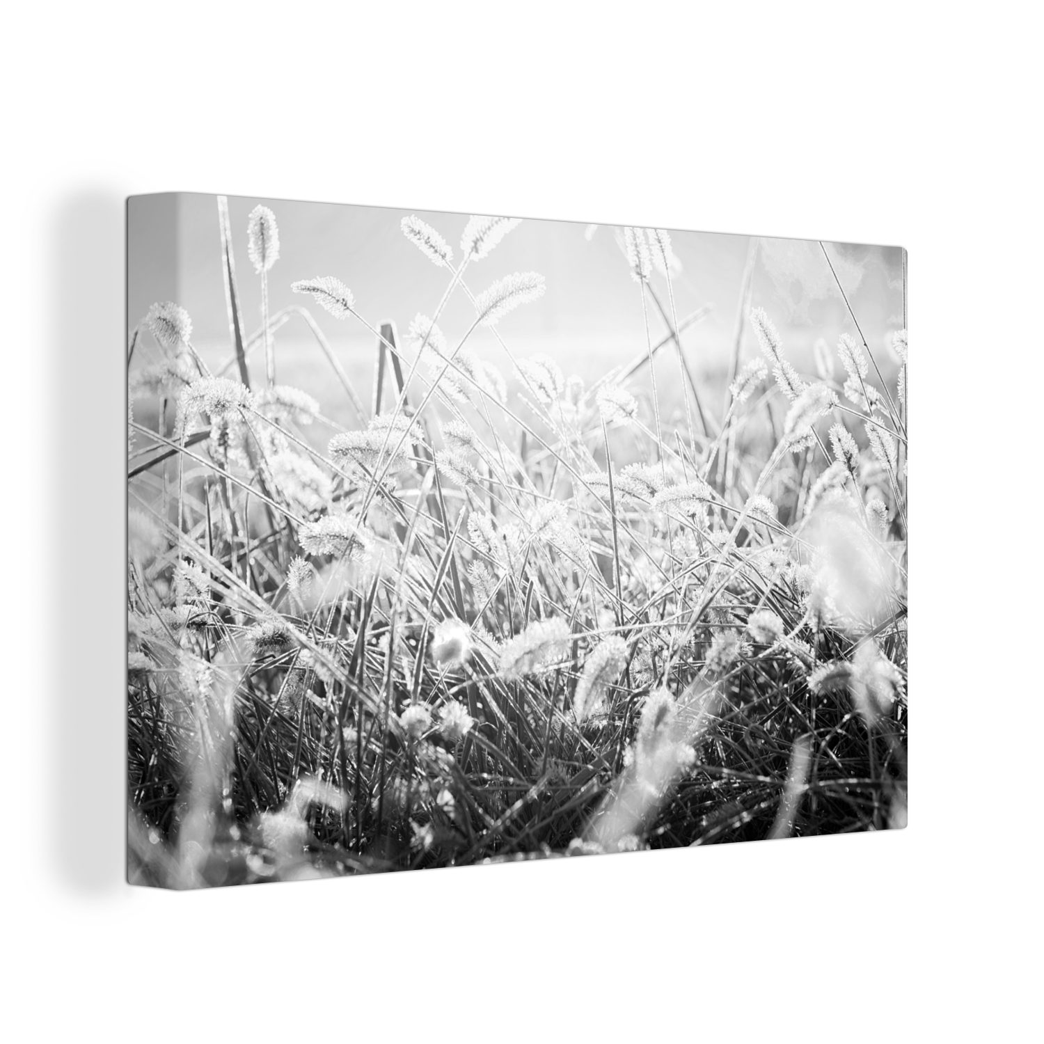 OneMillionCanvasses® Leinwandbild Winter - Eiscreme - Schwarz - Weiß, (1 St), Wandbild Leinwandbilder, Aufhängefertig, Wanddeko, 30x20 cm