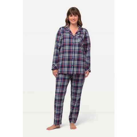 Ulla Popken Pyjama Pyjama Flanell Karo Reverskragen Langarm