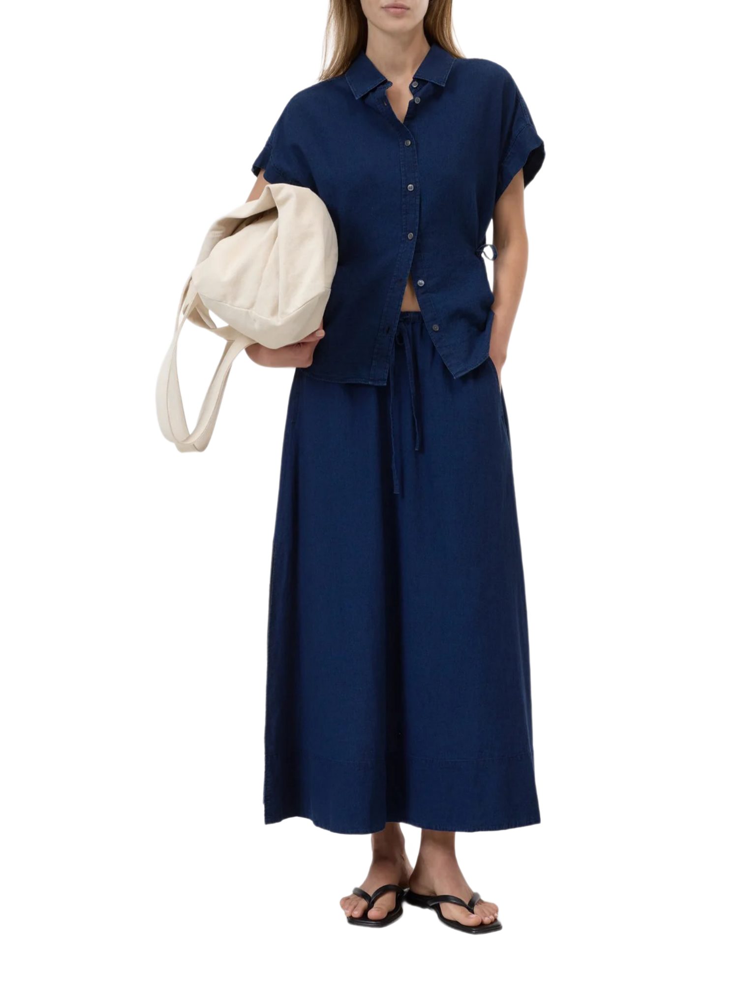 CLOSED A-Linien-Rock blau,Casual,Leinen,Unifarben,Regular Fit,Hoch