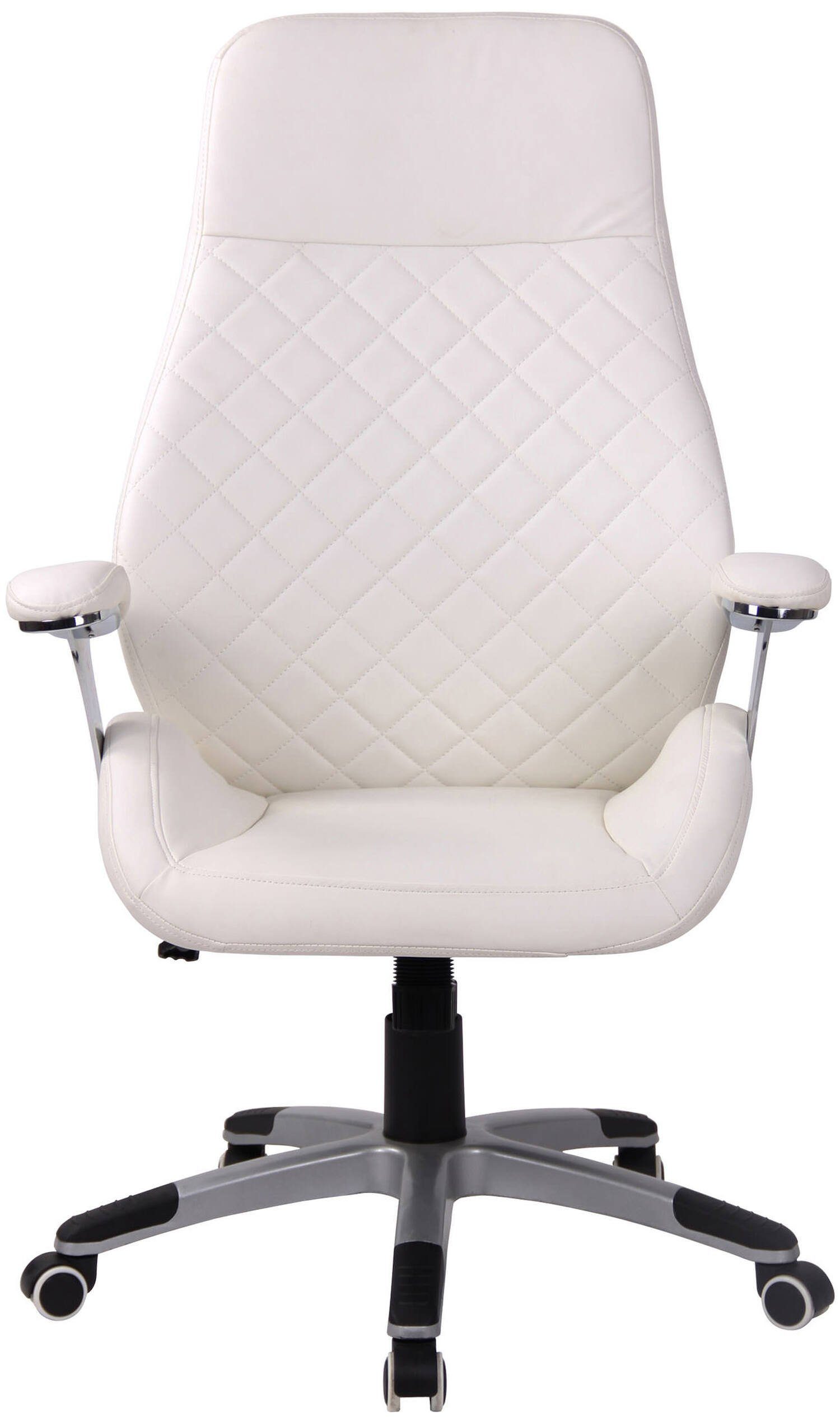 TPFLiving Bürostuhl Lyka weiß schwarz/chrom bequemer und - Drehstuhl, 360° (Schreibtischstuhl, mit - Rückenlehne Gestell: Sitz: Kunststoff XXL), Chefsessel, höhenverstellbar drehbar Kunstleder Bürostuhl