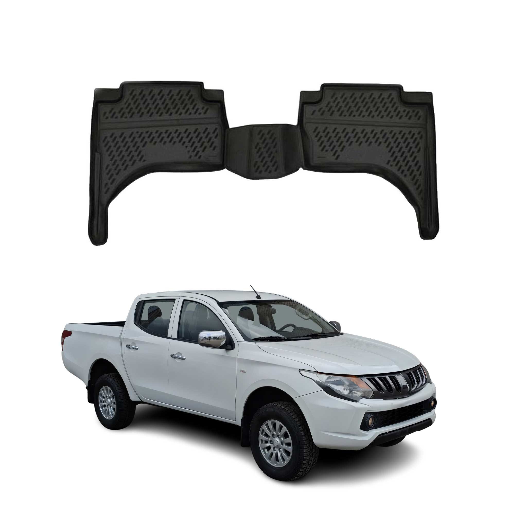 OMAC Auto-Fußmatten für Mitsubishi L200 2014-2020 Schwarz TPE (2 St), für Mitsubishi L200 2014-2020 Mitsubishi L200 2014-2020, Antirutsch,Wasserfest,Einfache Installation