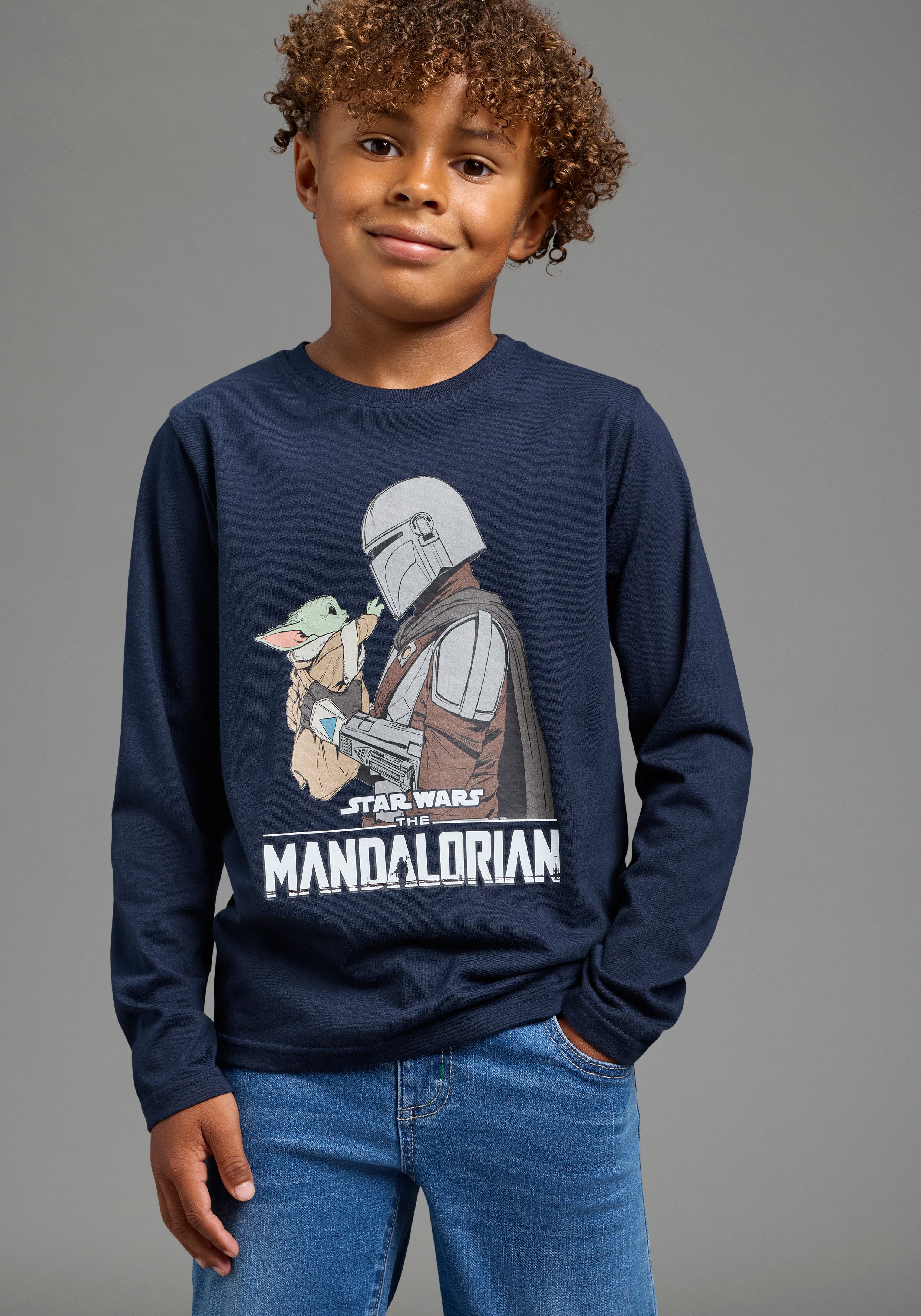 KIDSWORLD Langarmshirt STAR WARS: MANDALORIAN Shirt, Disney normale Schnittform, Langarm, Basic-Stil, für Frühling und Herbst