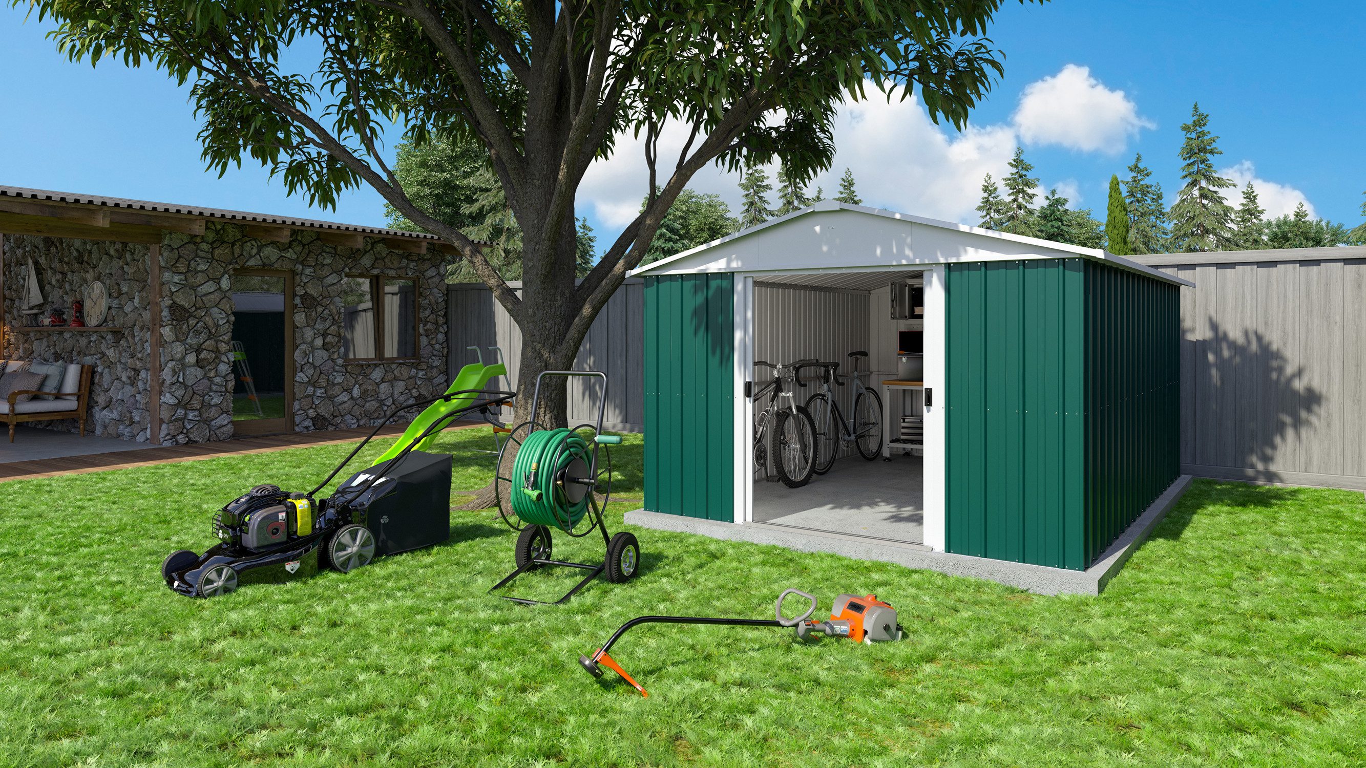 YARDMASTER Gerätehaus Bayern 1013, BxT: 303x396 cm, Metall