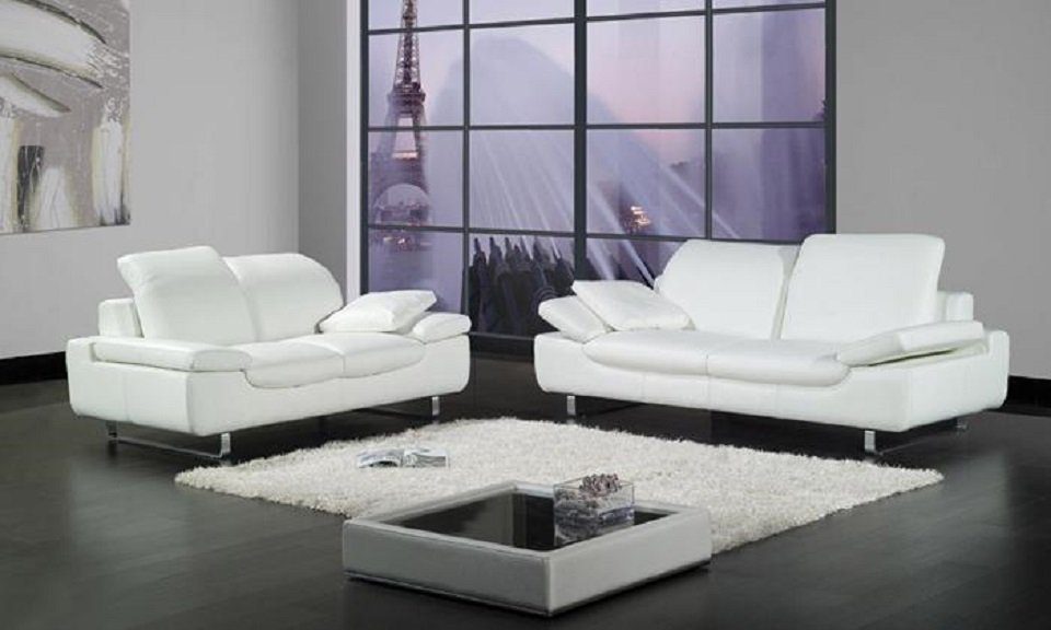 JVmoebel Sofa Sofagarnitur Sofa in 3 Couchen, Sitz Sitz Ledersofa Made Weiß Couch Europe Polster 1 Sofas