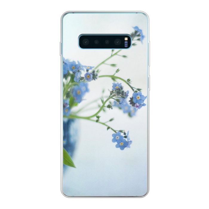 MuchoWow Handyhülle Vergissmeinnicht in einer Vase Phone Case Handyhülle Samsung Galaxy S10+ Silikon Schutzhülle
