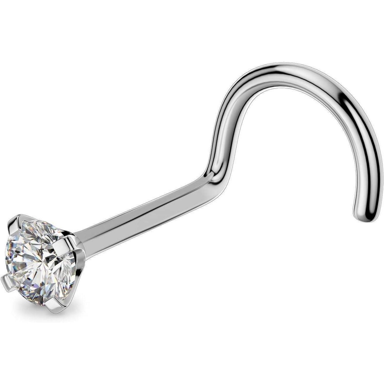 Nasenpiercing Nasenpiercing Ring 20G 0,8mm Titan S-Form Star CZ Nasenstecker