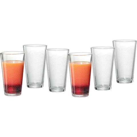 Ritzenhoff & Breker Longdrinkglas Happy, Rainbows, Glas, 400 ml, 6-teilig