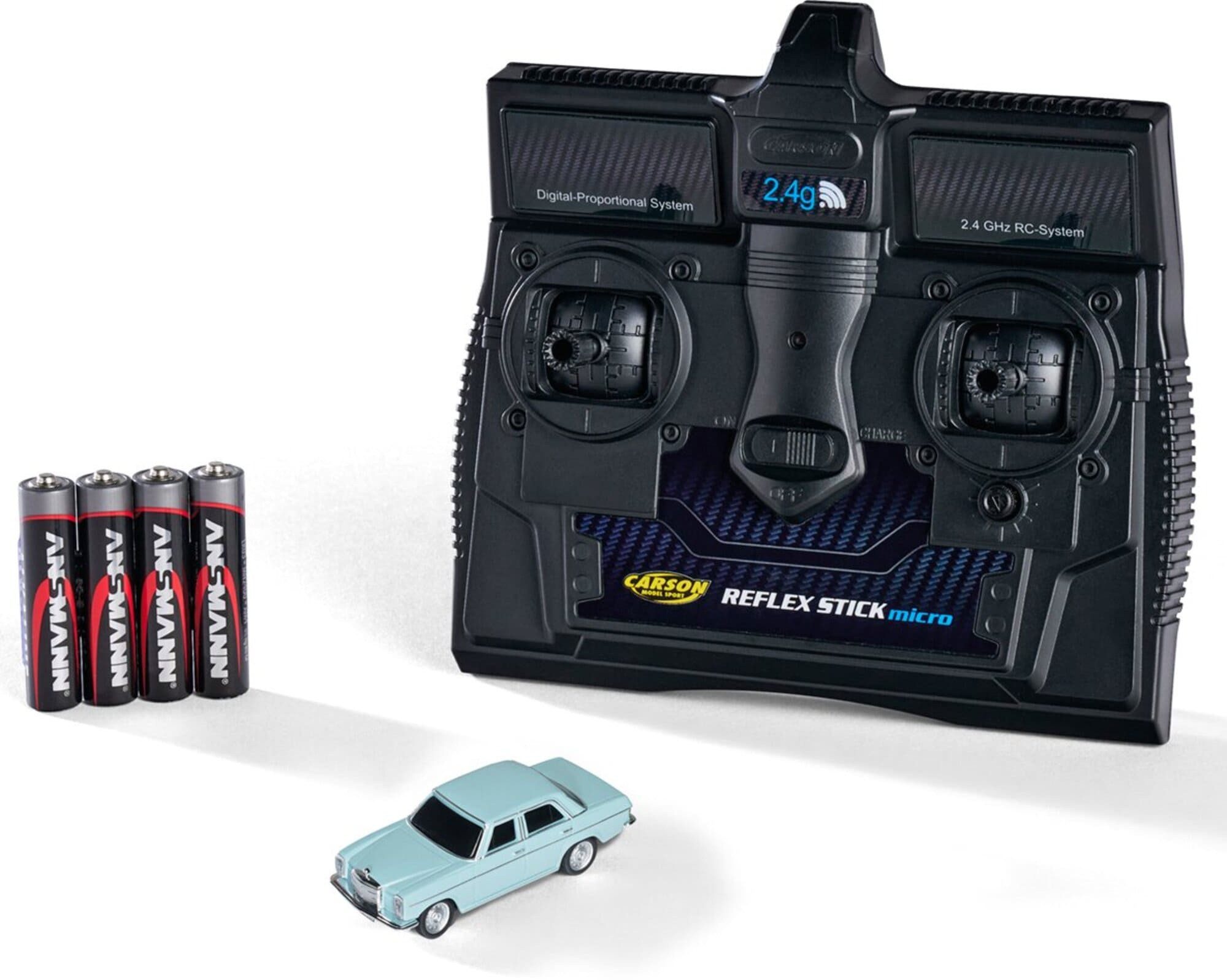 CARSON RC-Auto Carson 1:87 1:87 Mercedes Benz 200/8 blue 100% RTR für H0 Modellbahn